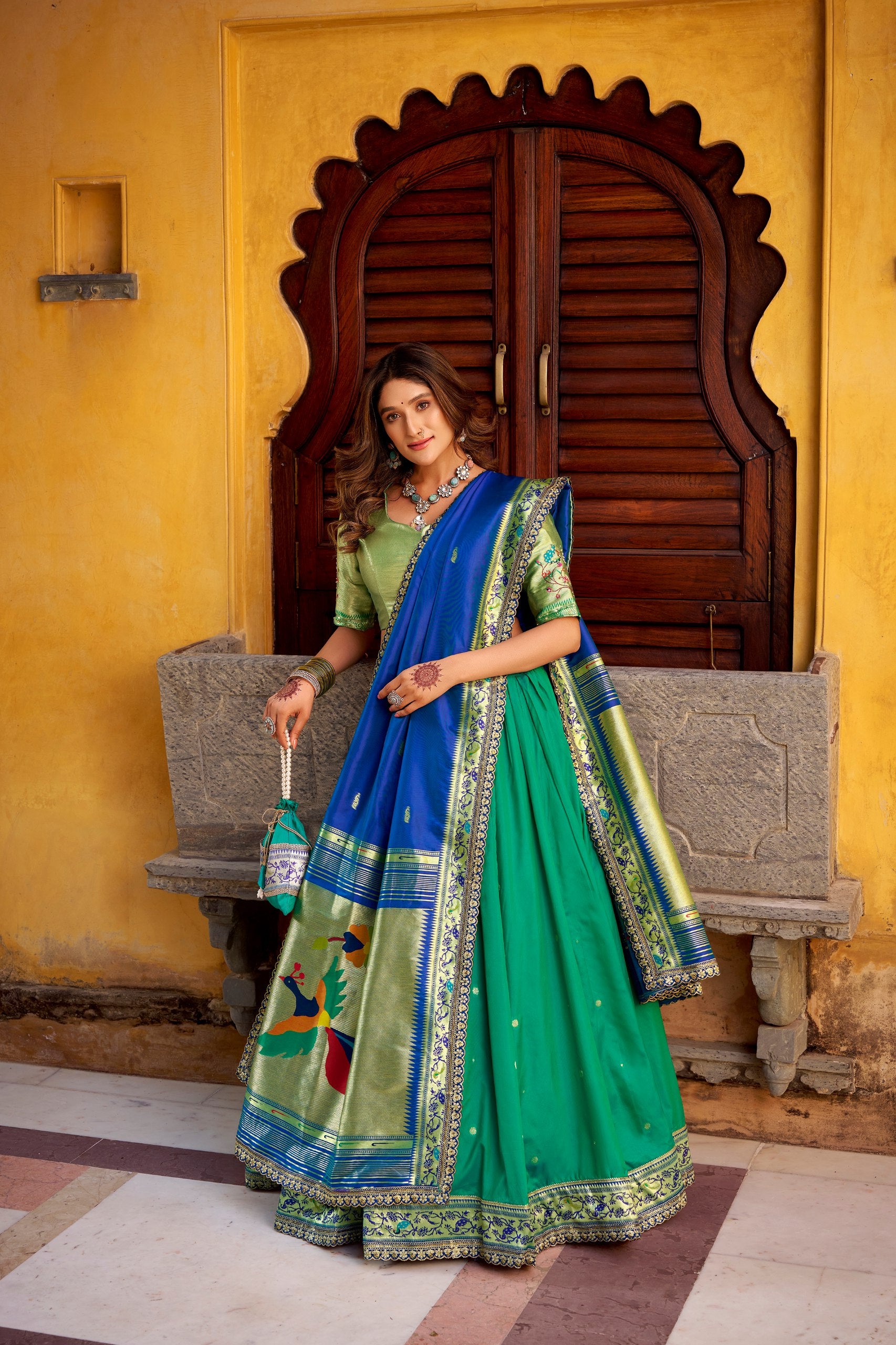 Silk Zari Weaving Wedding Lehenga Choli for Women