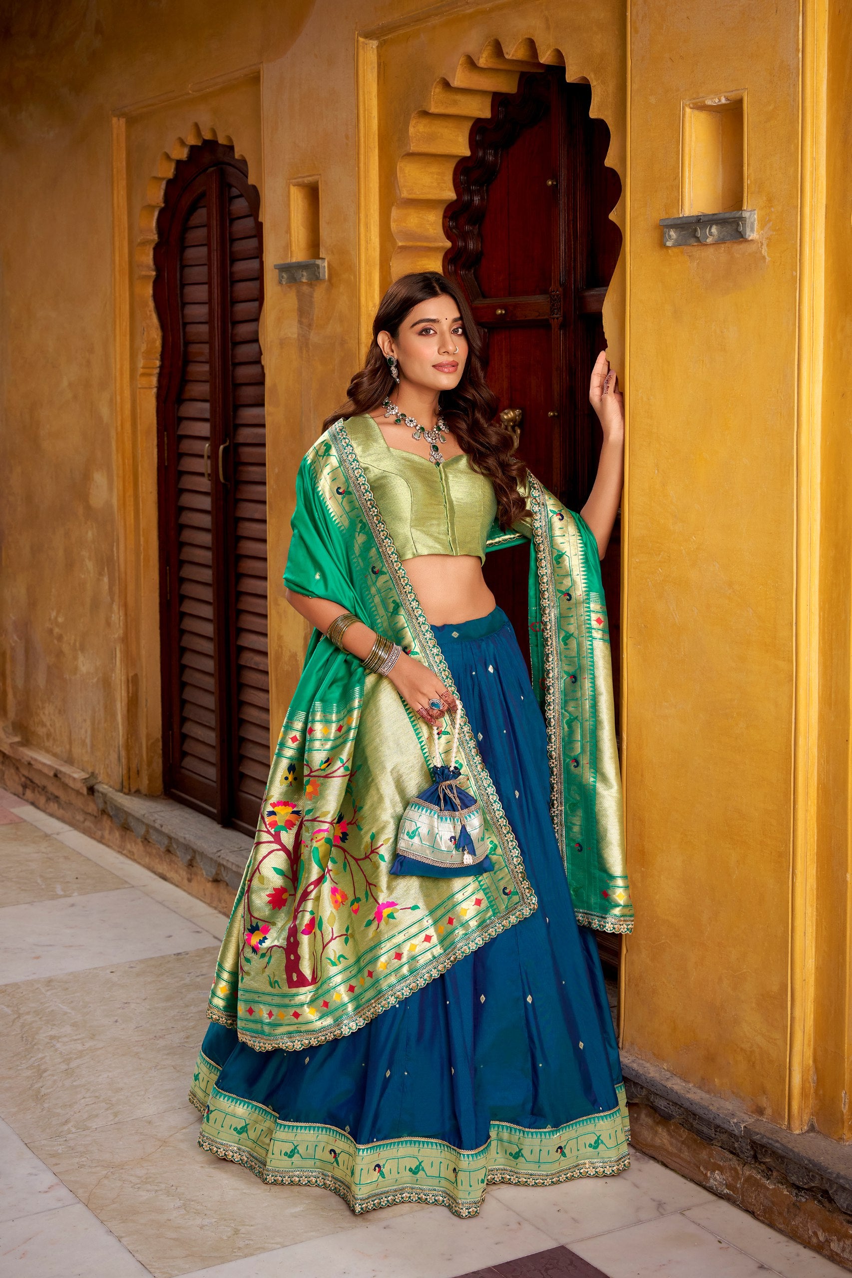 Silk Zari Weaving Wedding Lehenga Choli for Women