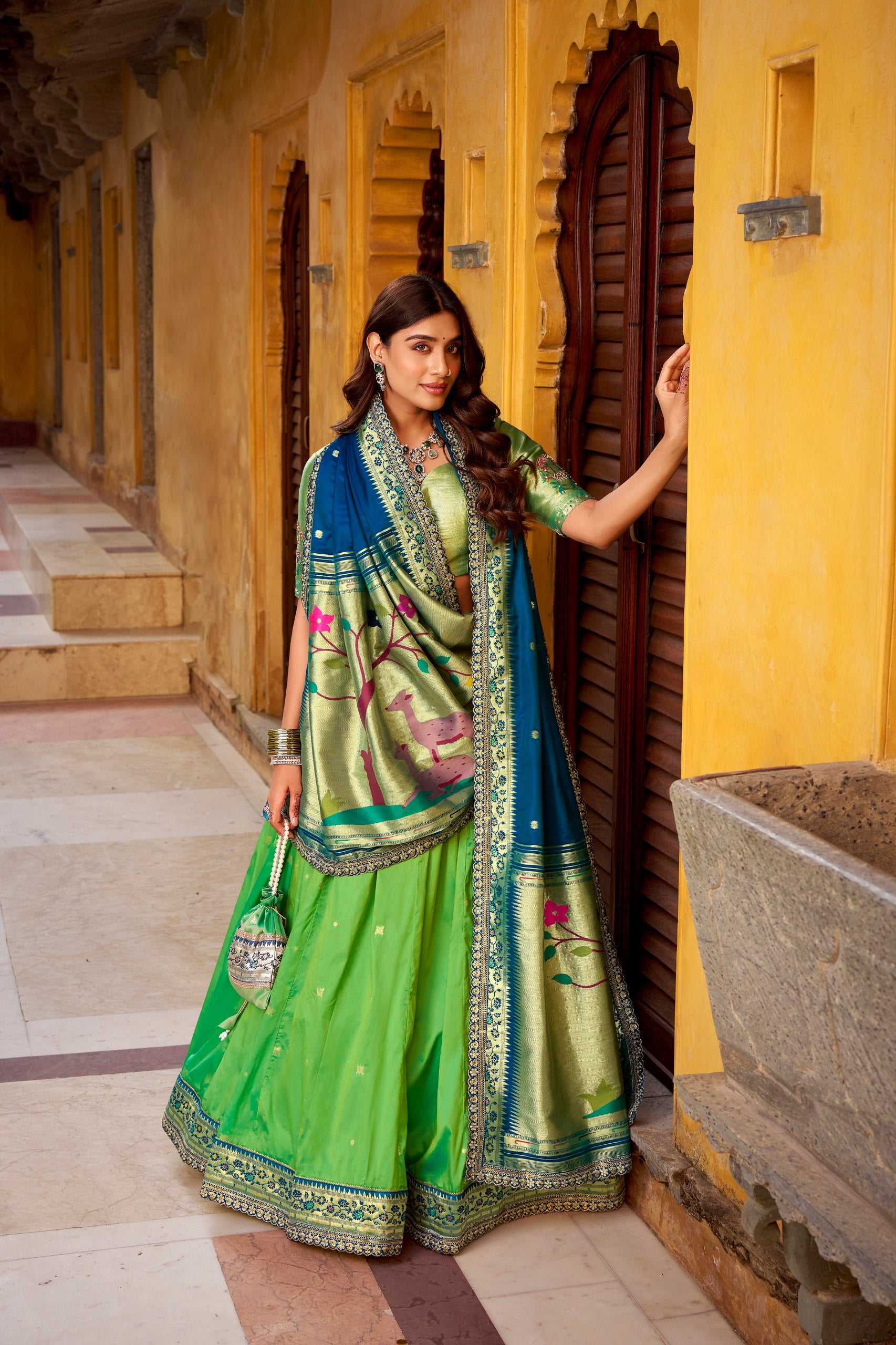 Silk Zari Weaving Wedding Lehenga Choli for Women