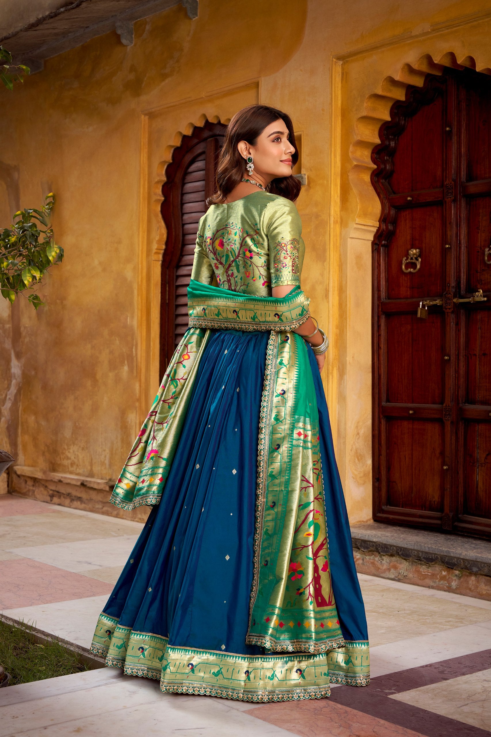 Silk Zari Weaving Wedding Lehenga Choli for Women