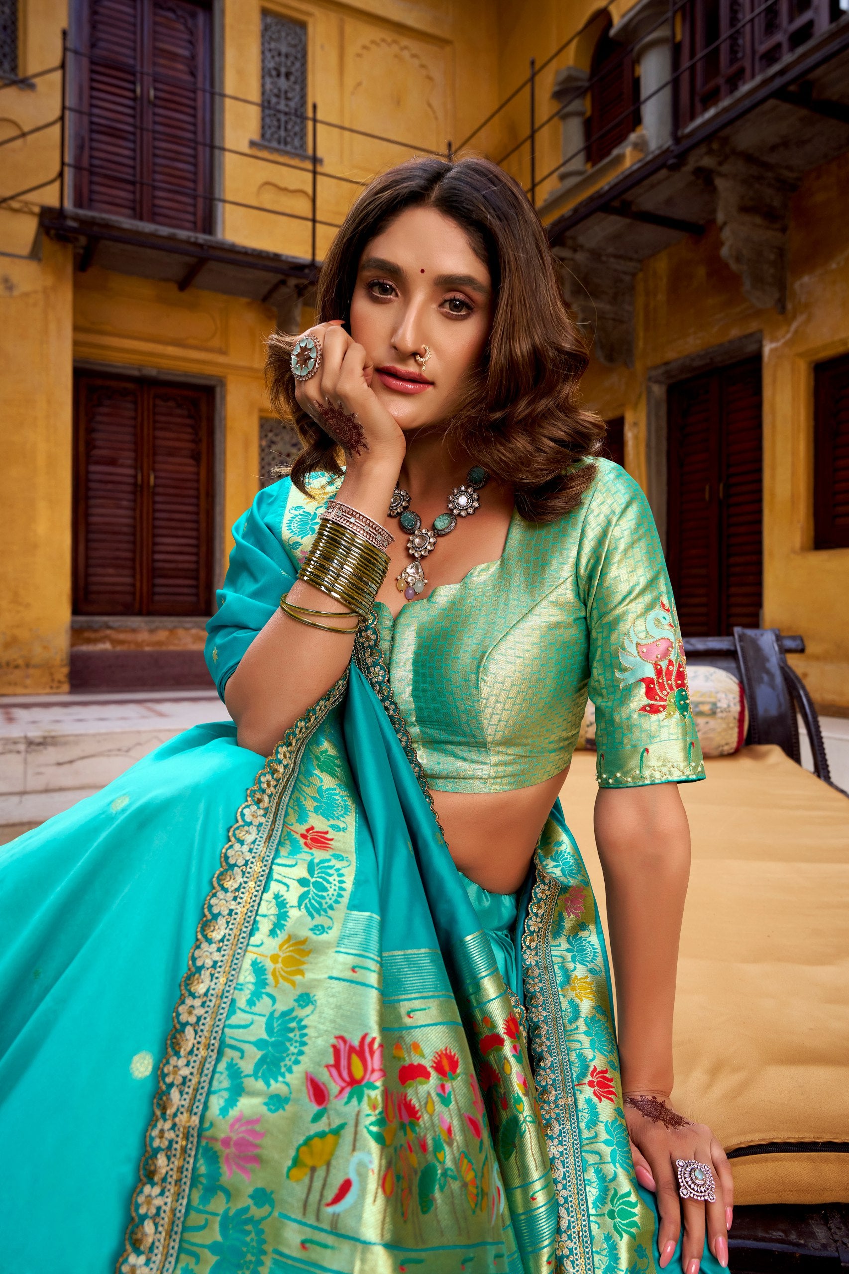 Silk Zari Weaving Wedding Lehenga Choli for Women