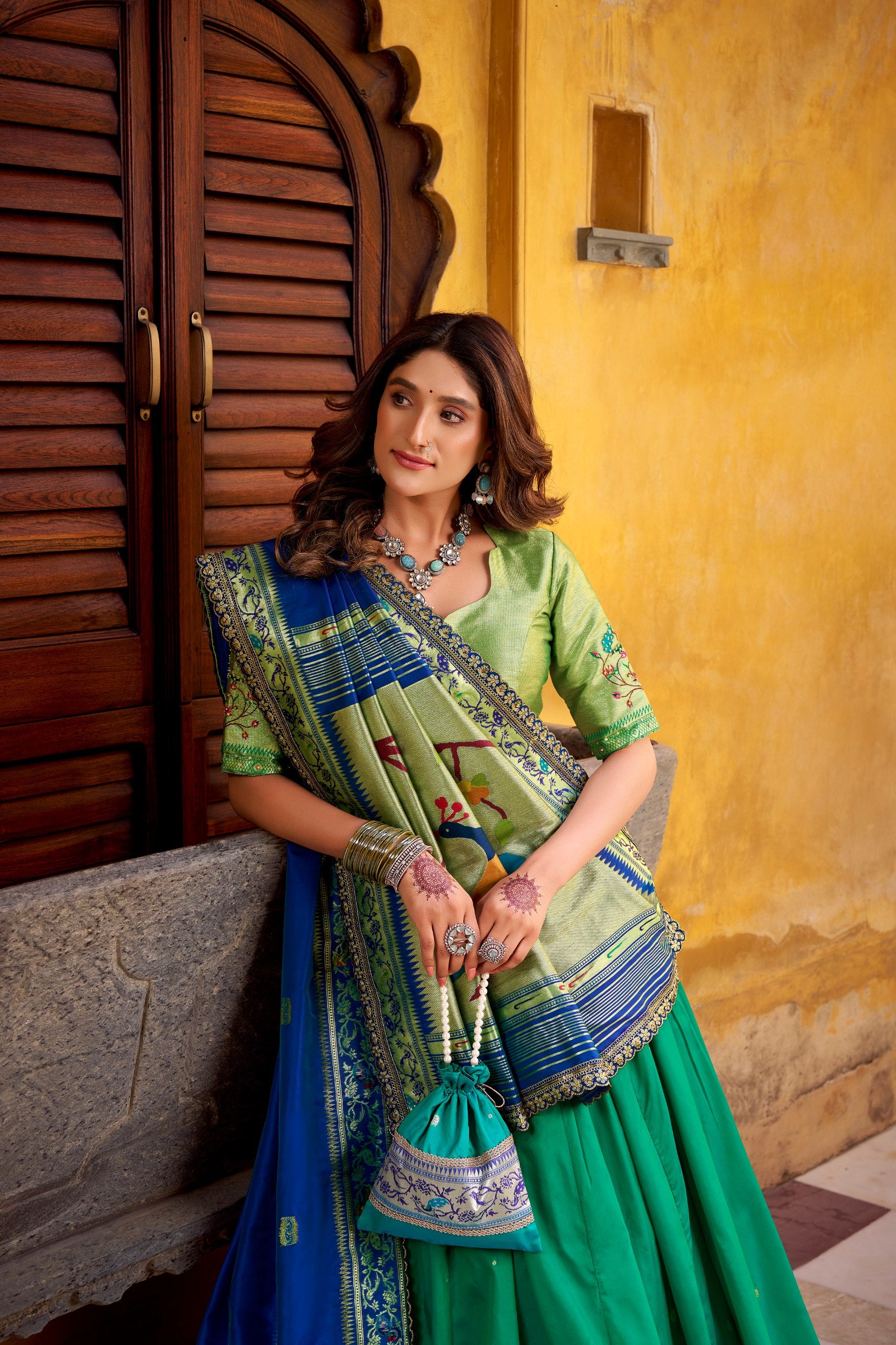 Silk Zari Weaving Wedding Lehenga Choli for Women