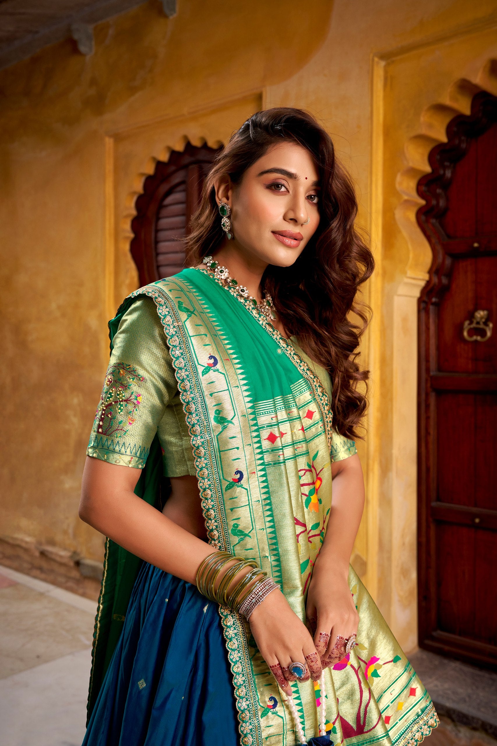 Silk Zari Weaving Wedding Lehenga Choli for Women