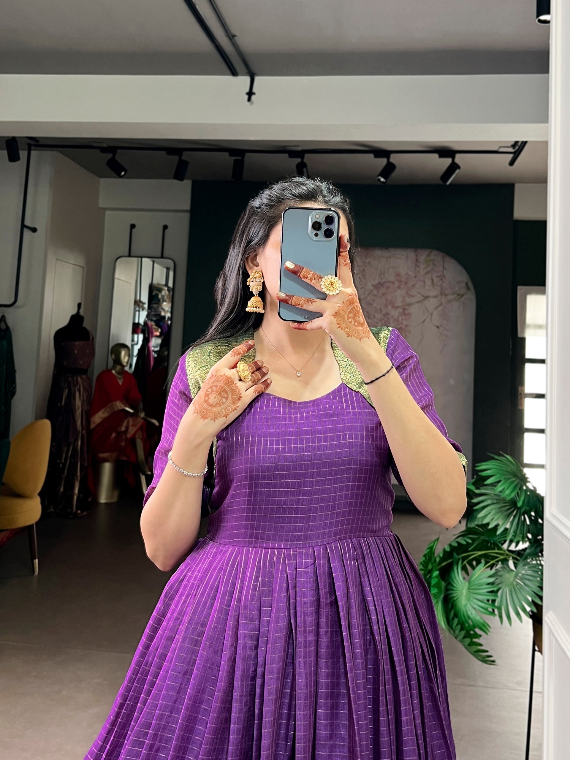 Silk Zari Weaving Festival Wear Gown for Women