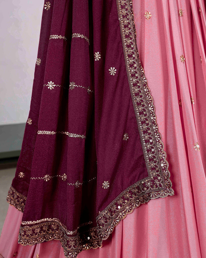 Baby Pink Gorgeous Star Georgette Embroidered Lehenga Choli for Women