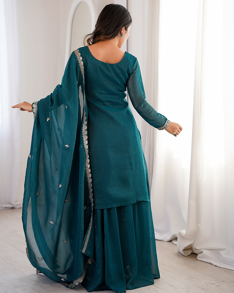 Classy Rani Crunchy Silk Embroidered Palazzo Suit for Women