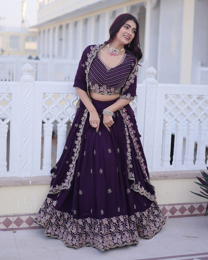 Dreamy Georgette Embroidered Wedding Lehenga Choli for Women