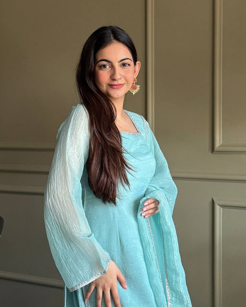 Sophisticated Crunchy Silk Farshi Suit for Women