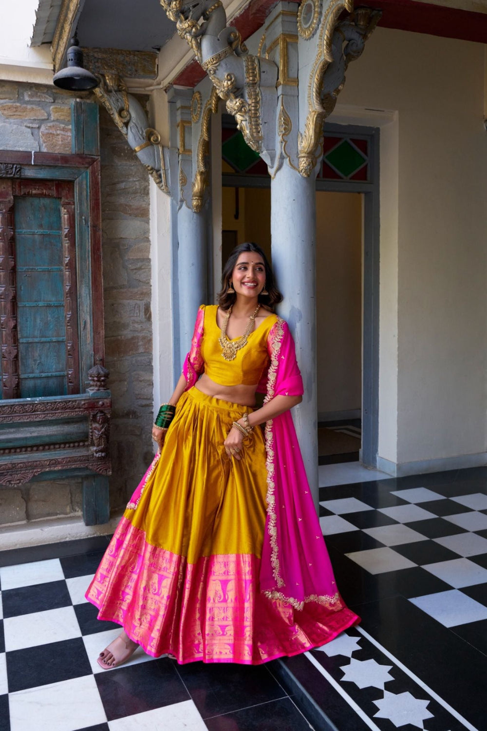 Red Tarika Narayan Pattu South Indian Lehenga Set