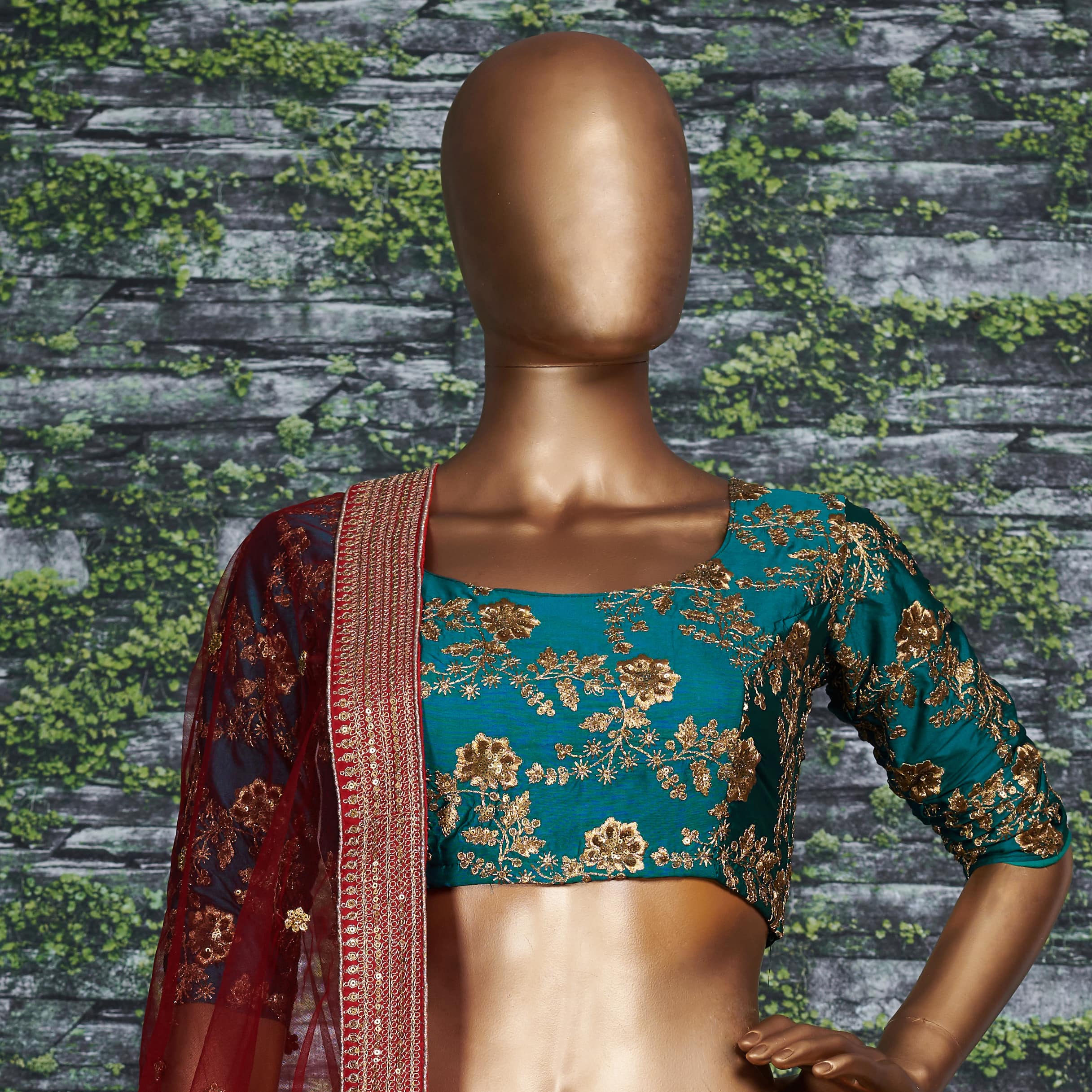 Teal Green-Yellow Bridal Lehenga Choli with Dupatta Ethnic Collection