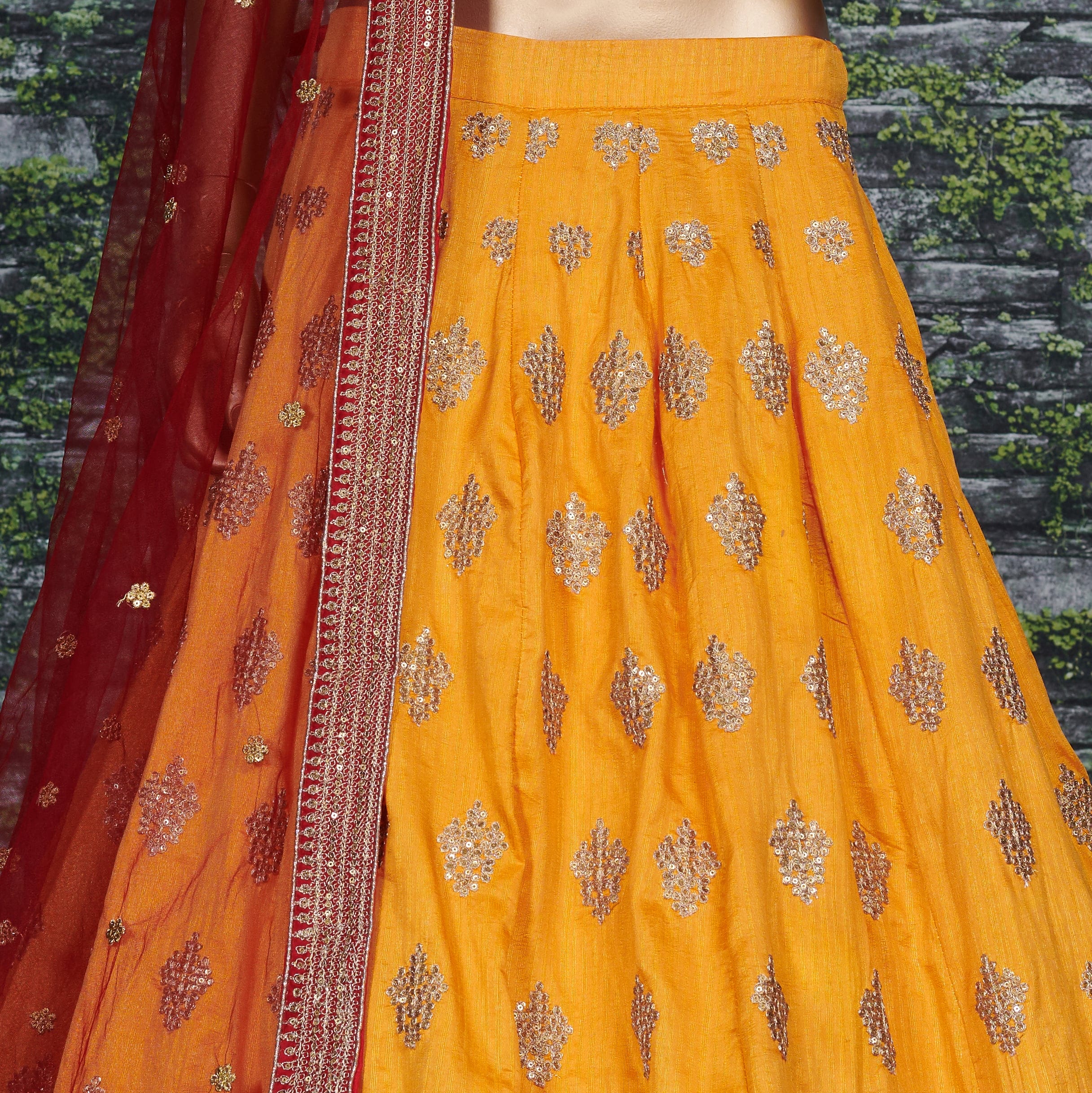 Teal Green-Yellow Bridal Lehenga Choli with Dupatta Ethnic Collection
