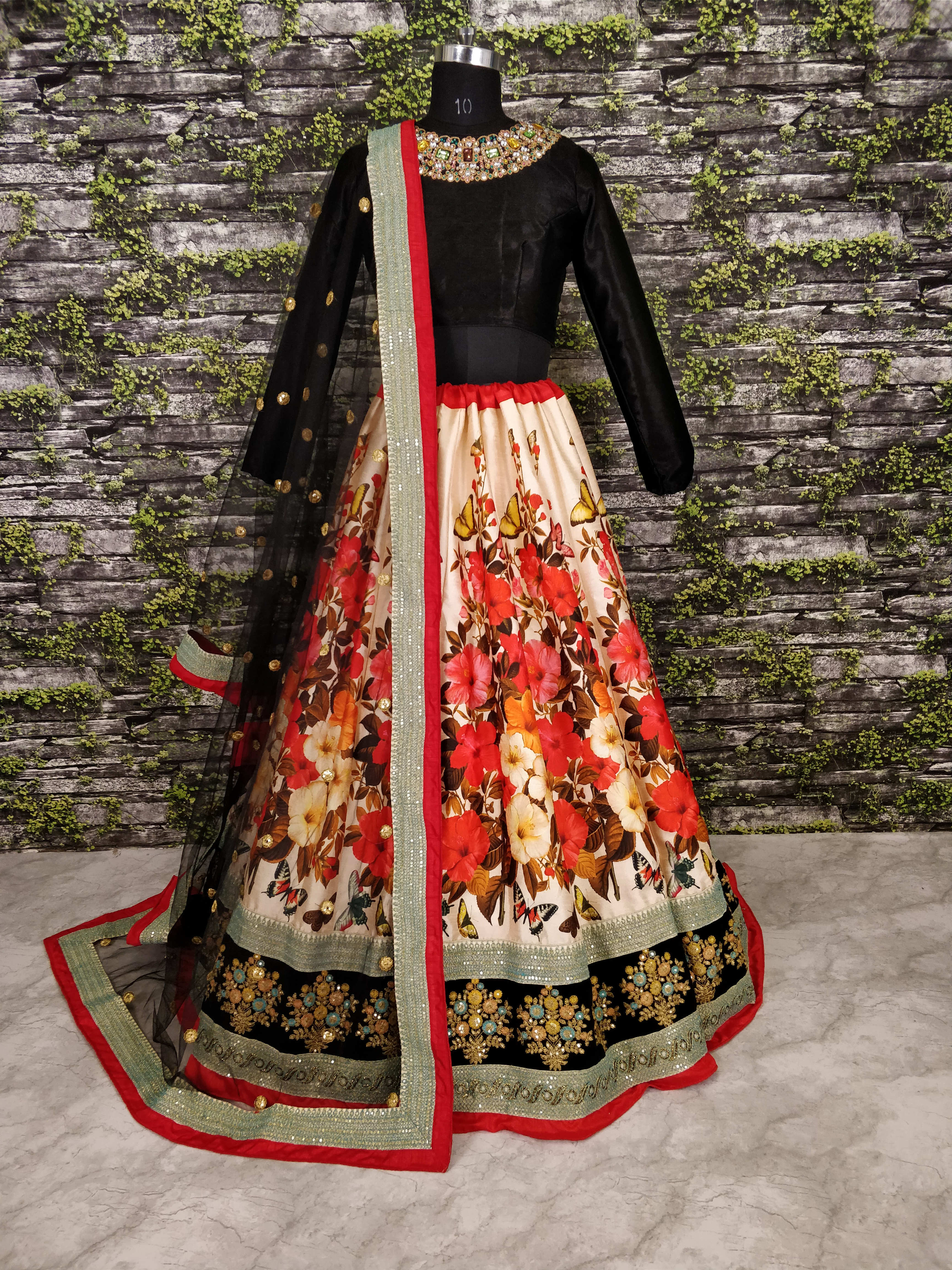 Floral Printed Silk Lehenga Choli for Wedding & Reception