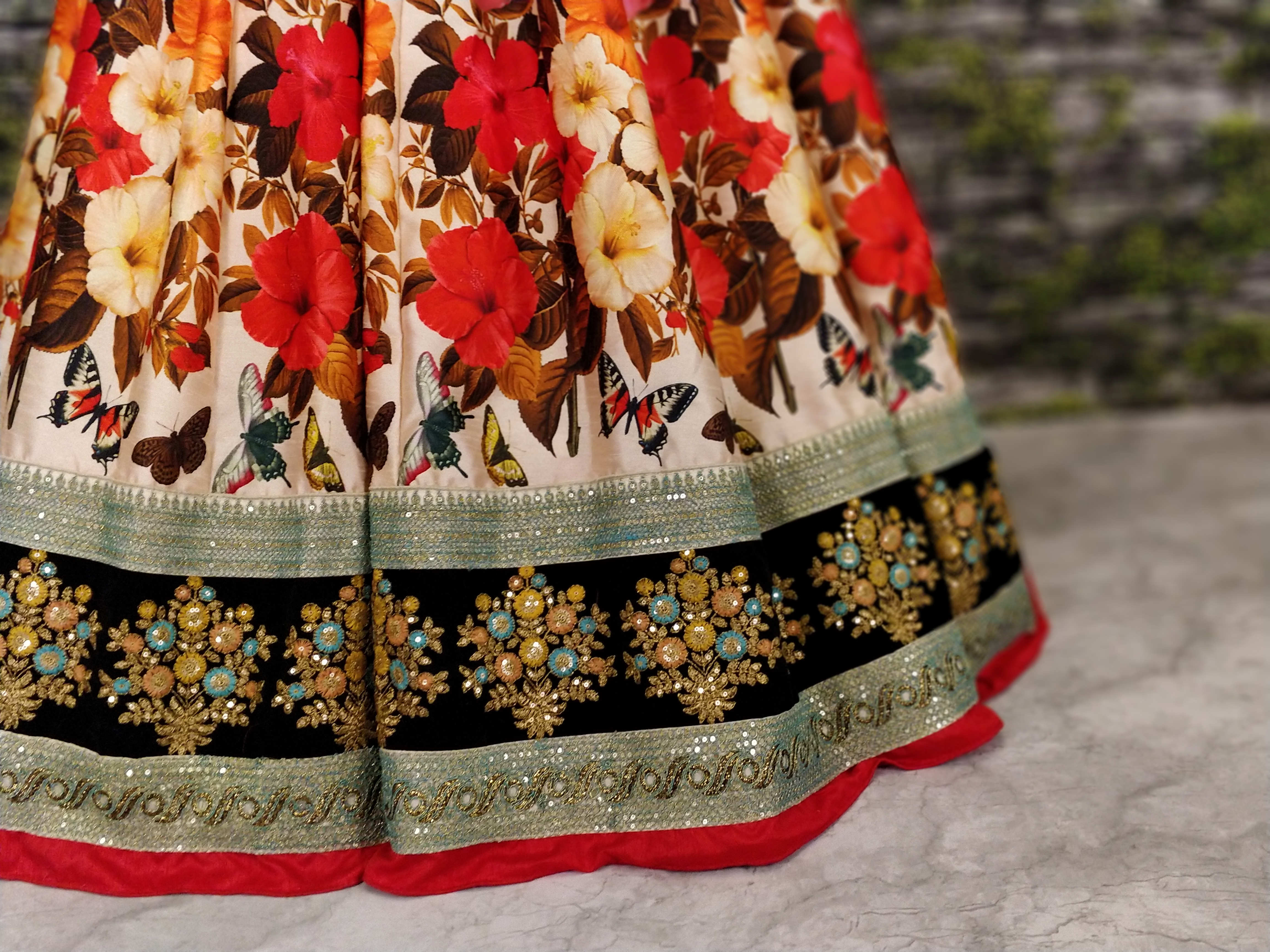 Floral Printed Silk Lehenga Choli for Wedding & Reception