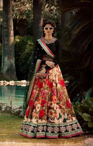 Floral Printed Silk Lehenga Choli for Wedding & Reception