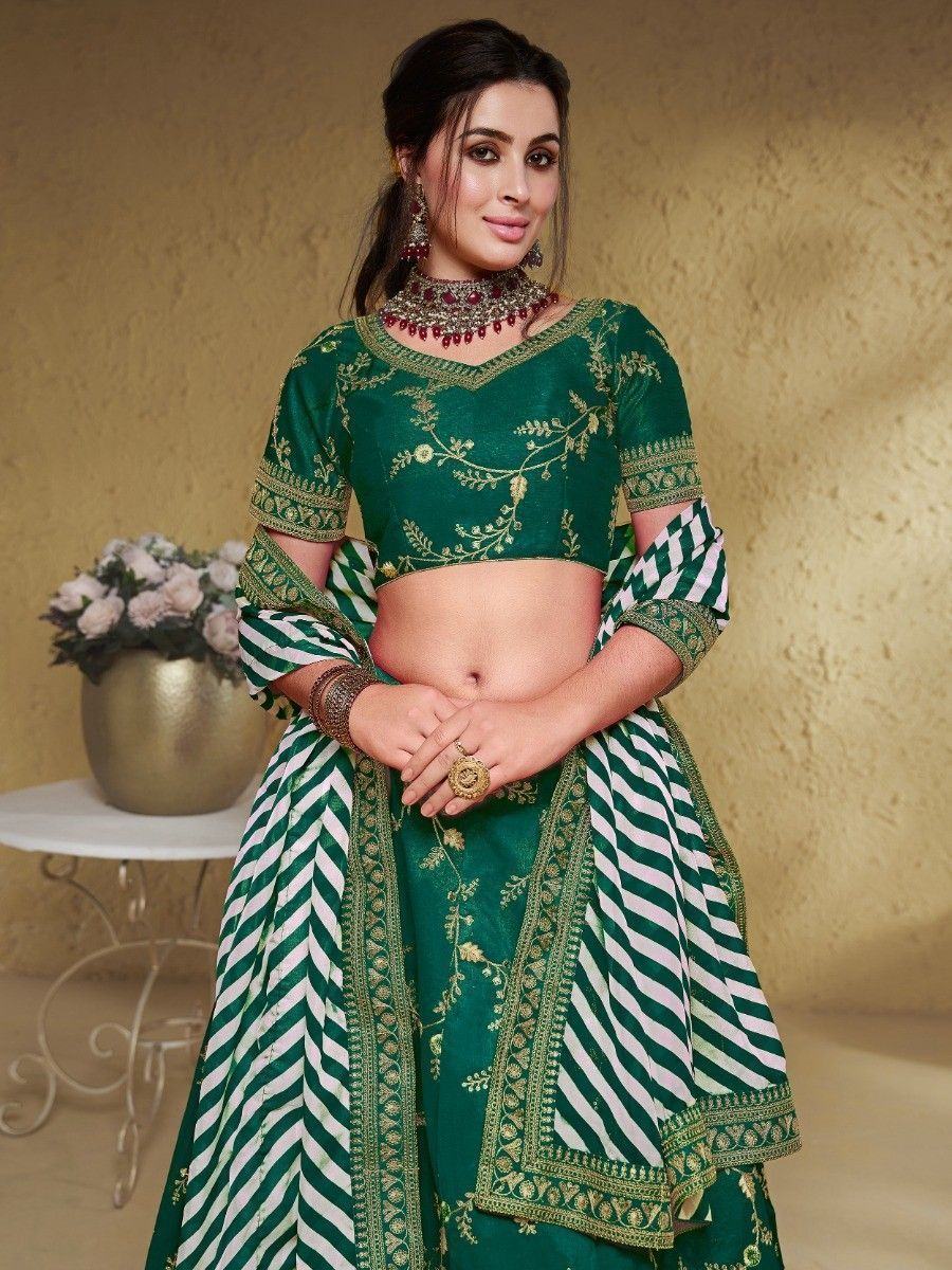 Embroidered silk lehenga choli with sequins zari and dori work for wedding and festive occasions