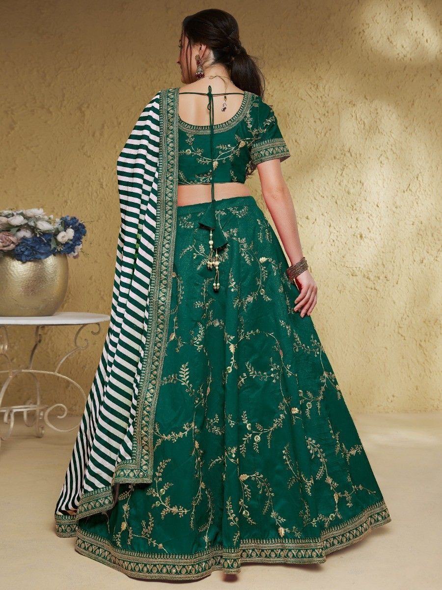 Embroidered silk lehenga choli with sequins zari and dori work for wedding and festive occasions