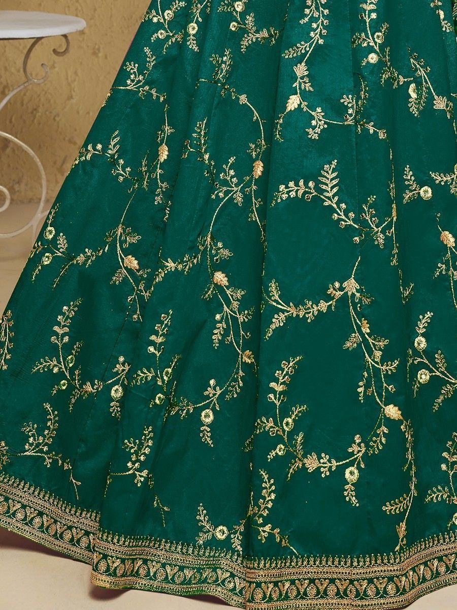 Embroidered silk lehenga choli with sequins zari and dori work for wedding and festive occasions