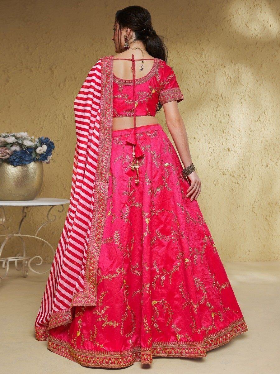 Embroidered silk lehenga choli with sequins zari and dori work for wedding and festive occasions