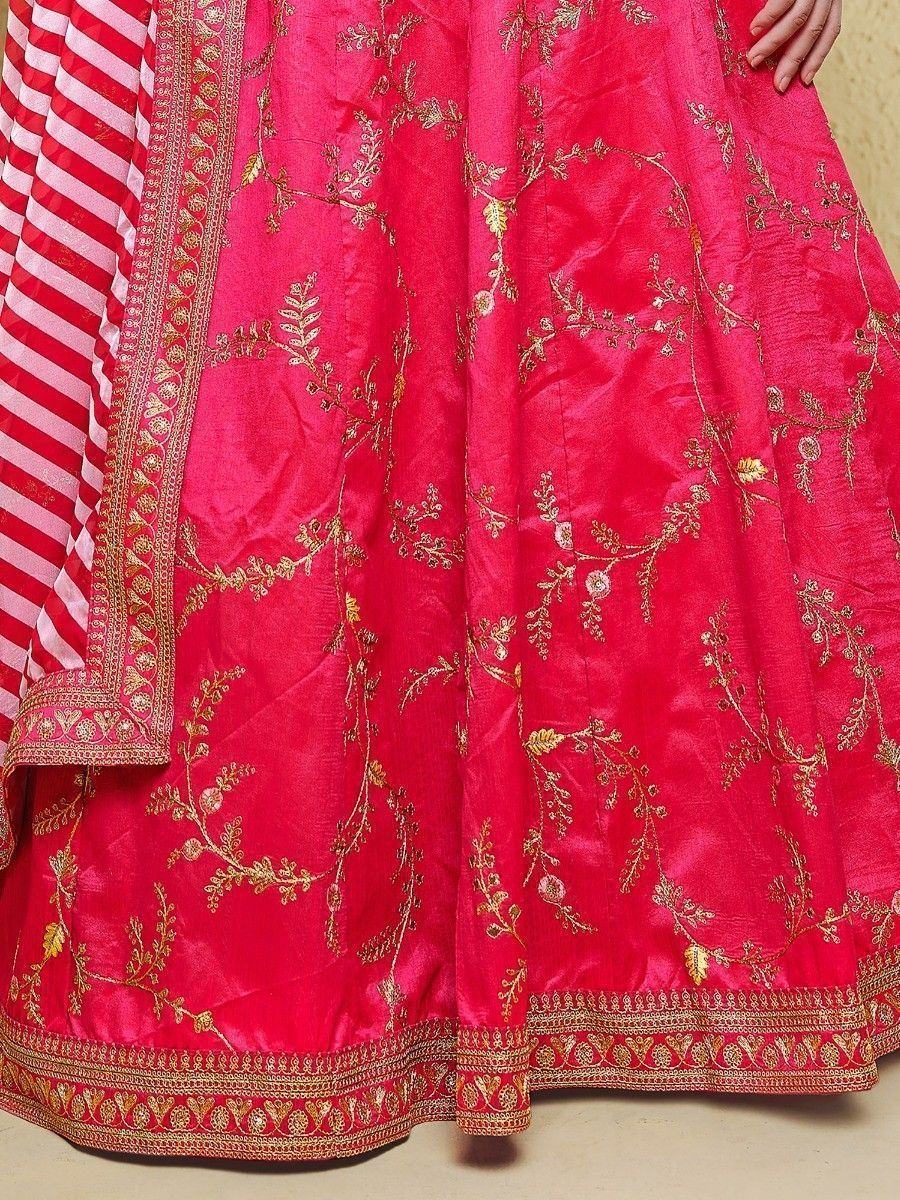 Embroidered silk lehenga choli with sequins zari and dori work for wedding and festive occasions