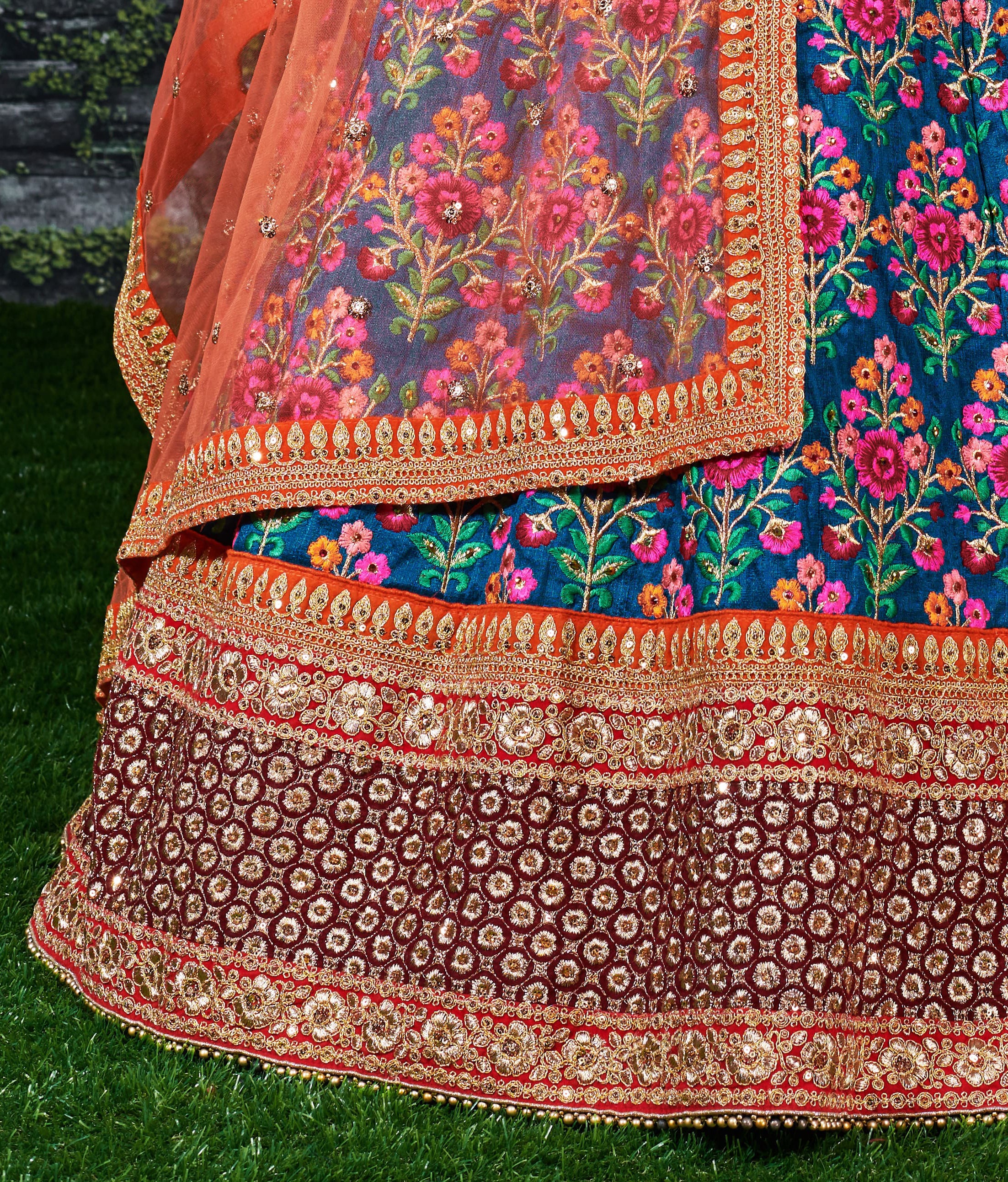 Heavy Embroidered Mulberry Silk Lehenga Choli for Wedding