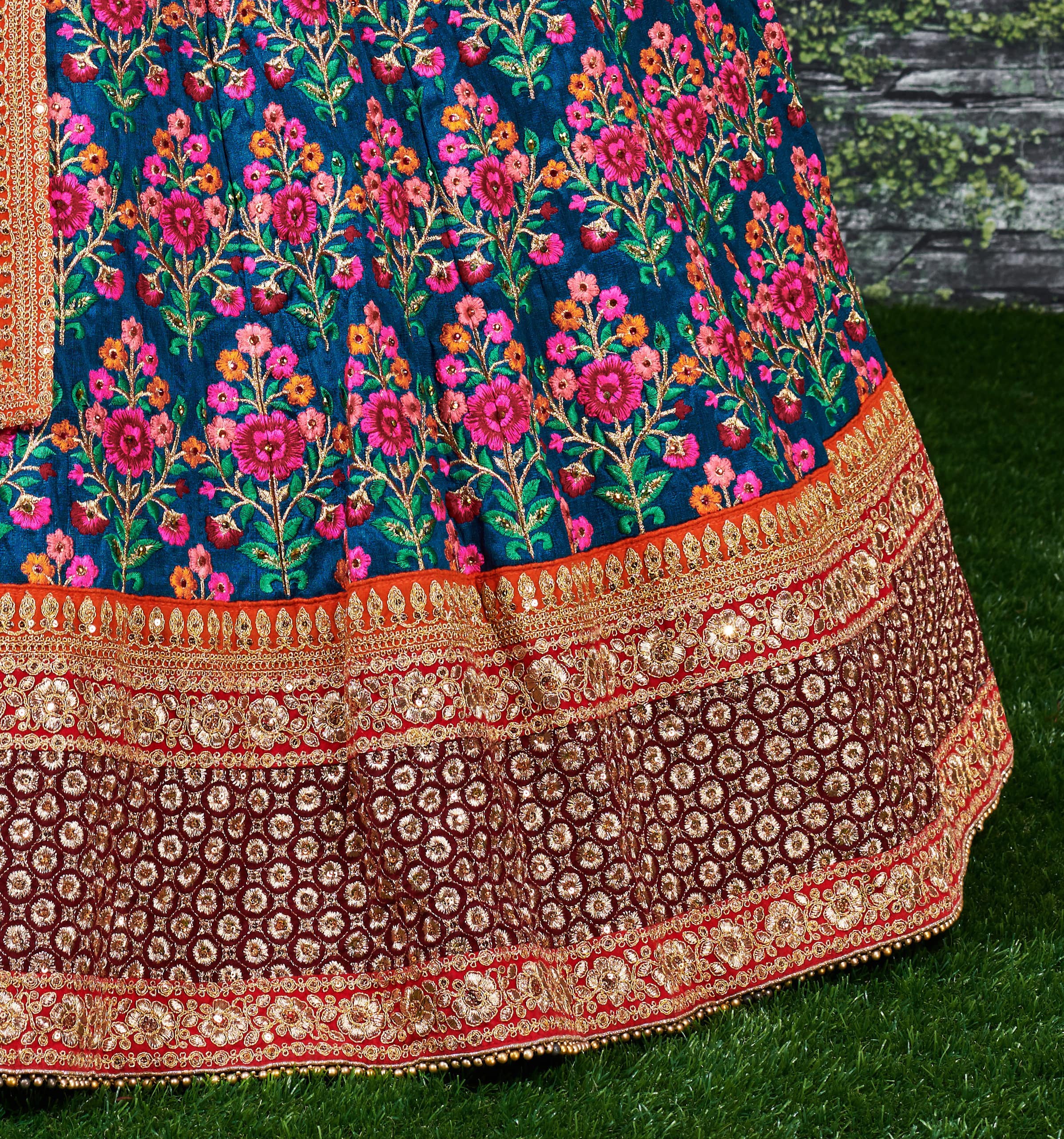 Heavy Embroidered Mulberry Silk Lehenga Choli for Wedding