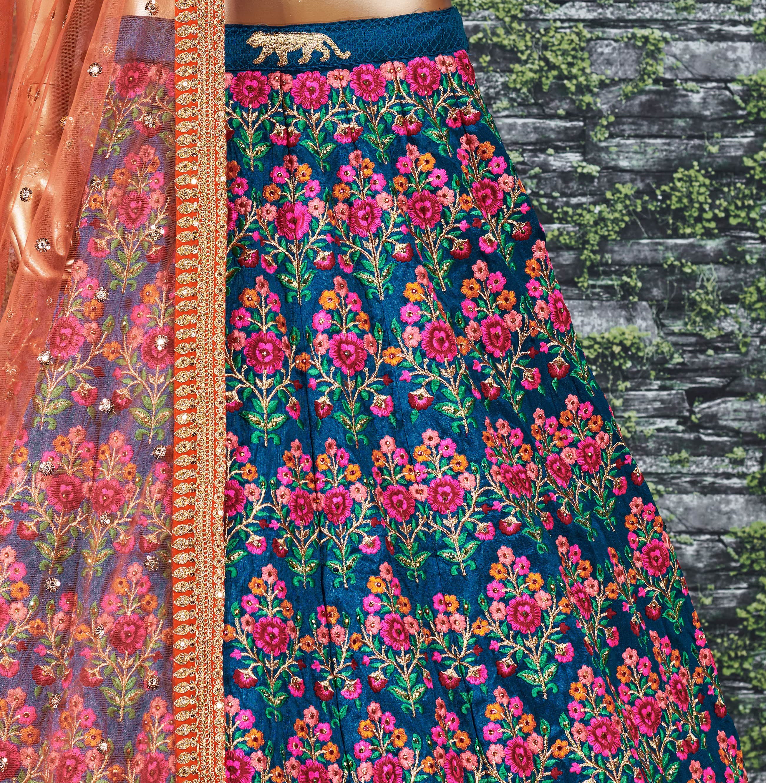Heavy Embroidered Mulberry Silk Lehenga Choli for Wedding