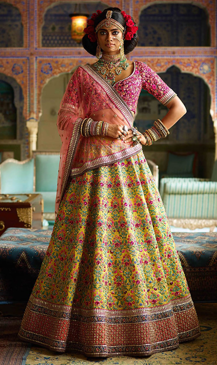 Heavy Embroidered Mulberry Silk Lehenga Choli for Wedding