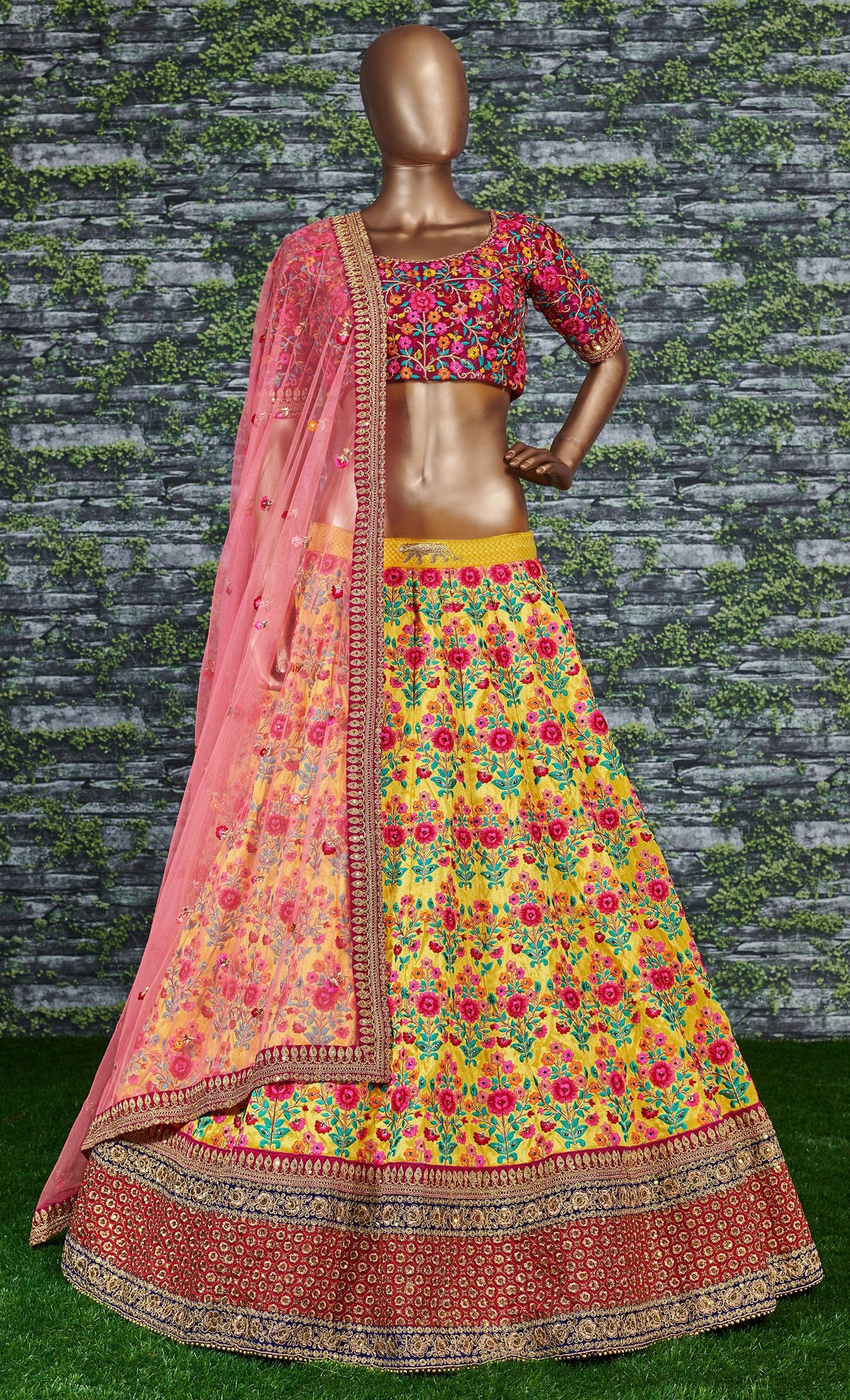Heavy Embroidered Mulberry Silk Lehenga Choli for Wedding