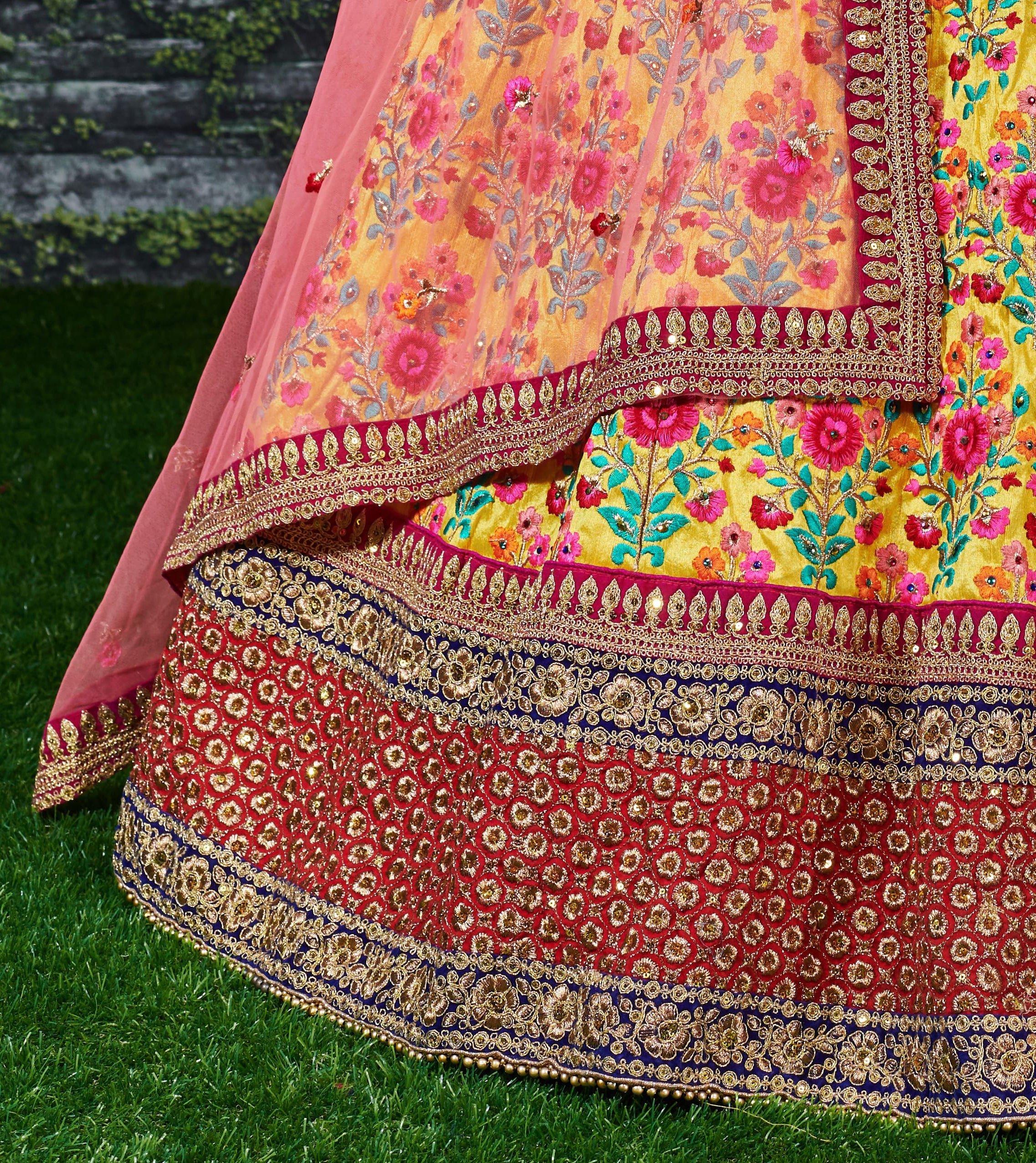 Heavy Embroidered Mulberry Silk Lehenga Choli for Wedding