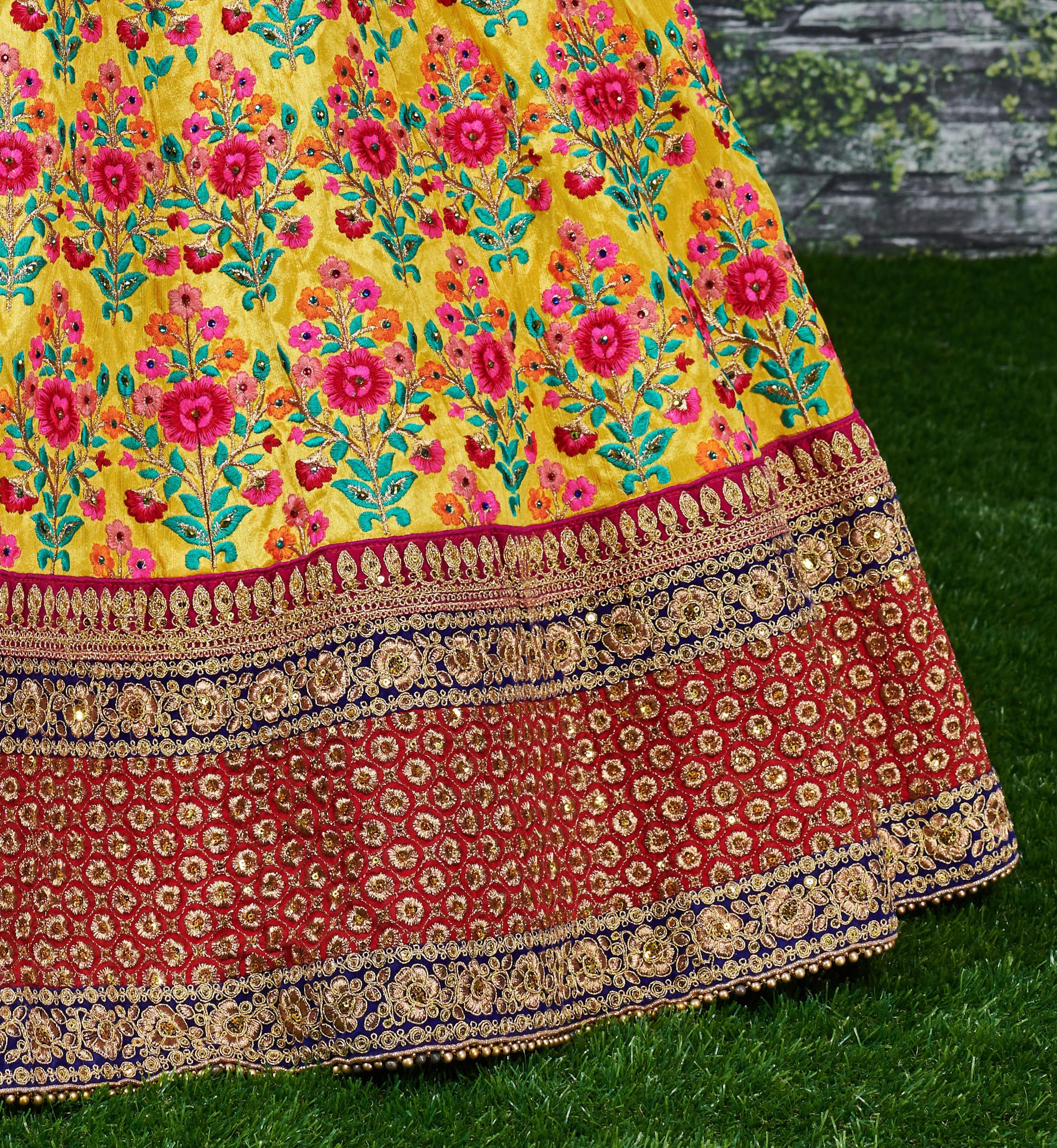 Heavy Embroidered Mulberry Silk Lehenga Choli for Wedding