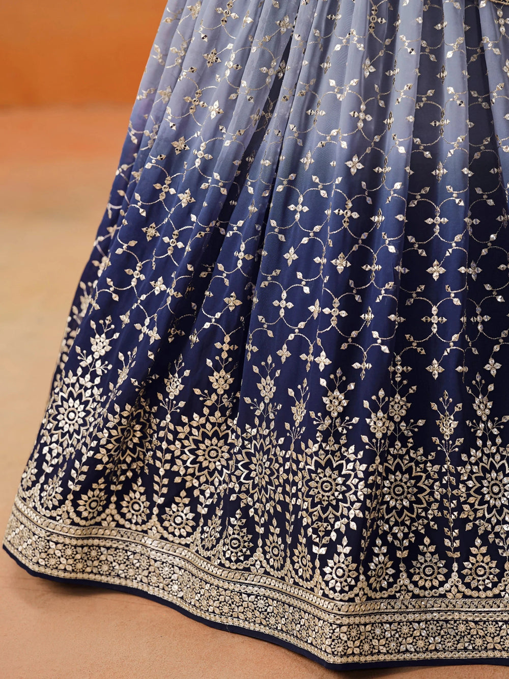 Embroidered georgette lehenga choli with sequins work for wedding and festive occasions