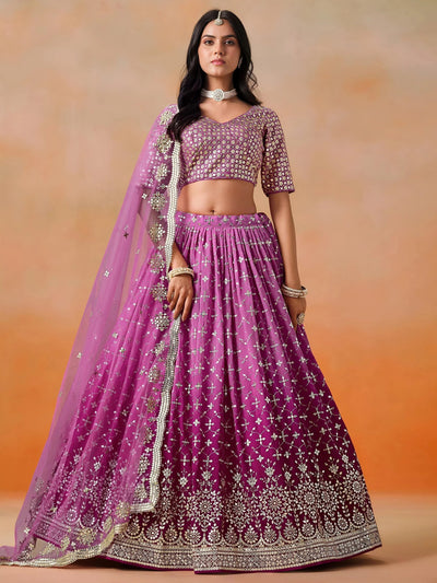 Embroidered georgette lehenga choli with sequins work for wedding and festive occasions