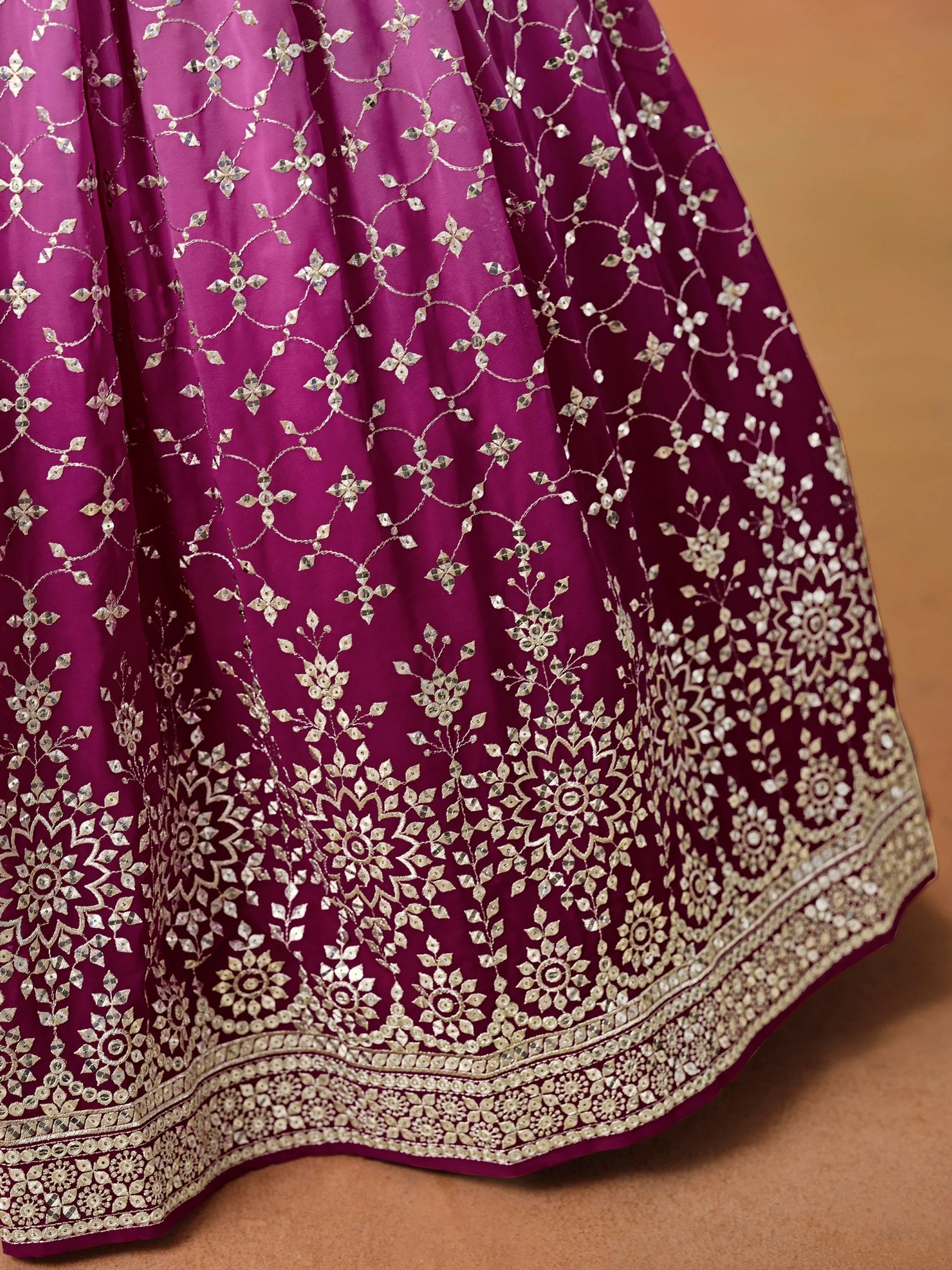 Embroidered georgette lehenga choli with sequins work for wedding and festive occasions