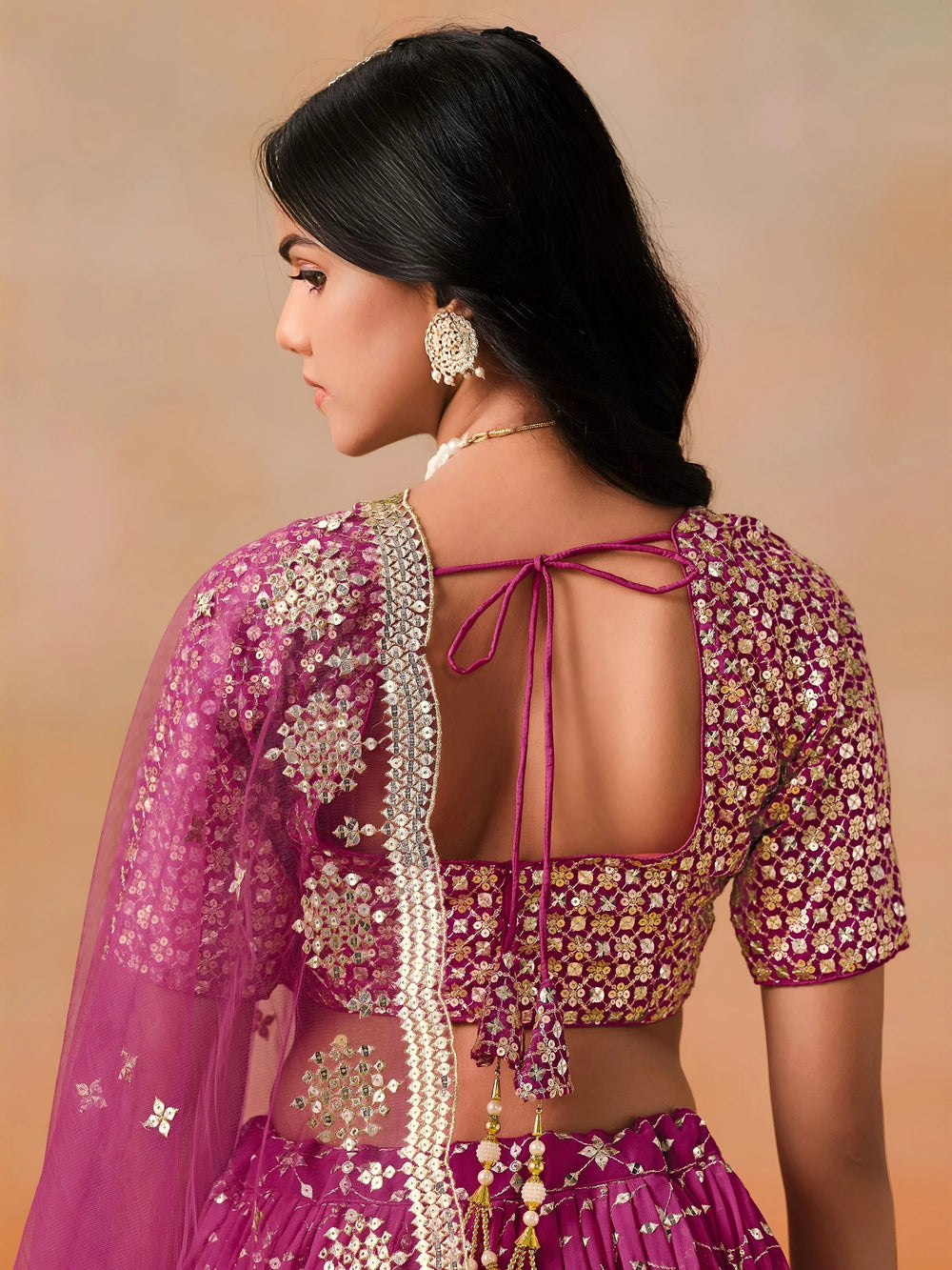 Embroidered georgette lehenga choli with sequins work for wedding and festive occasions