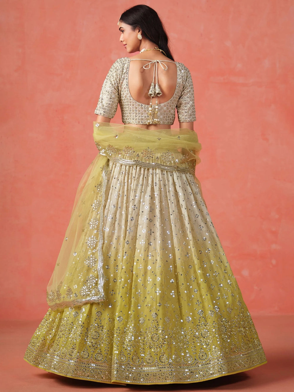 Embroidered georgette lehenga choli with sequins work for wedding and festive occasions