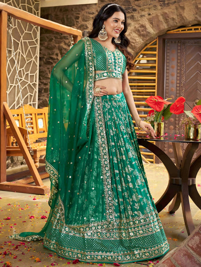 Silk lehenga choli with zari embroidery and sequins work for wedding and party occasions