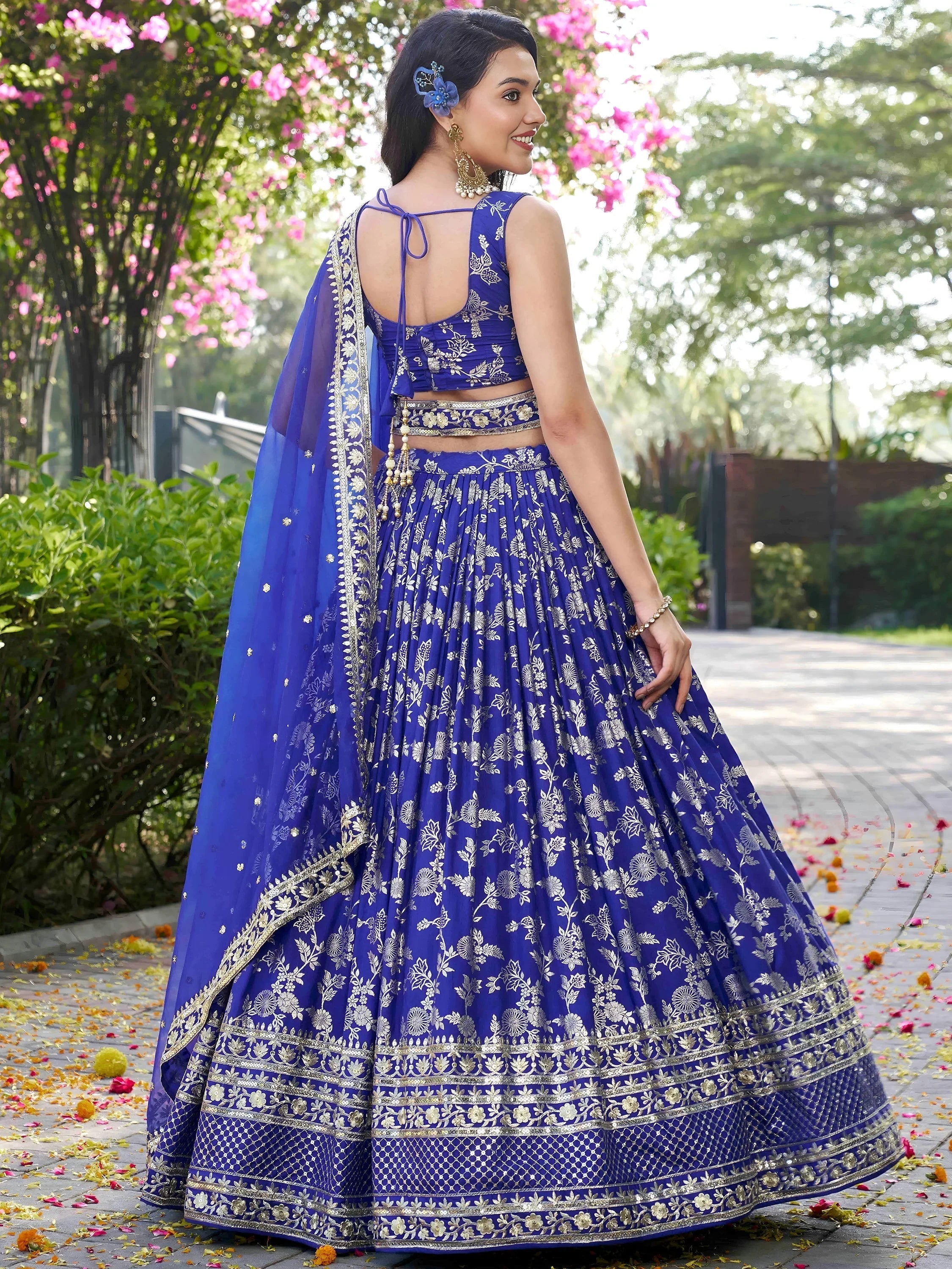 Silk lehenga choli with zari embroidery and sequins work for wedding and party occasions