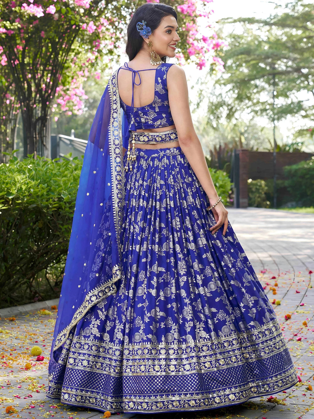 Silk lehenga choli with zari embroidery and sequins work for wedding and party occasions