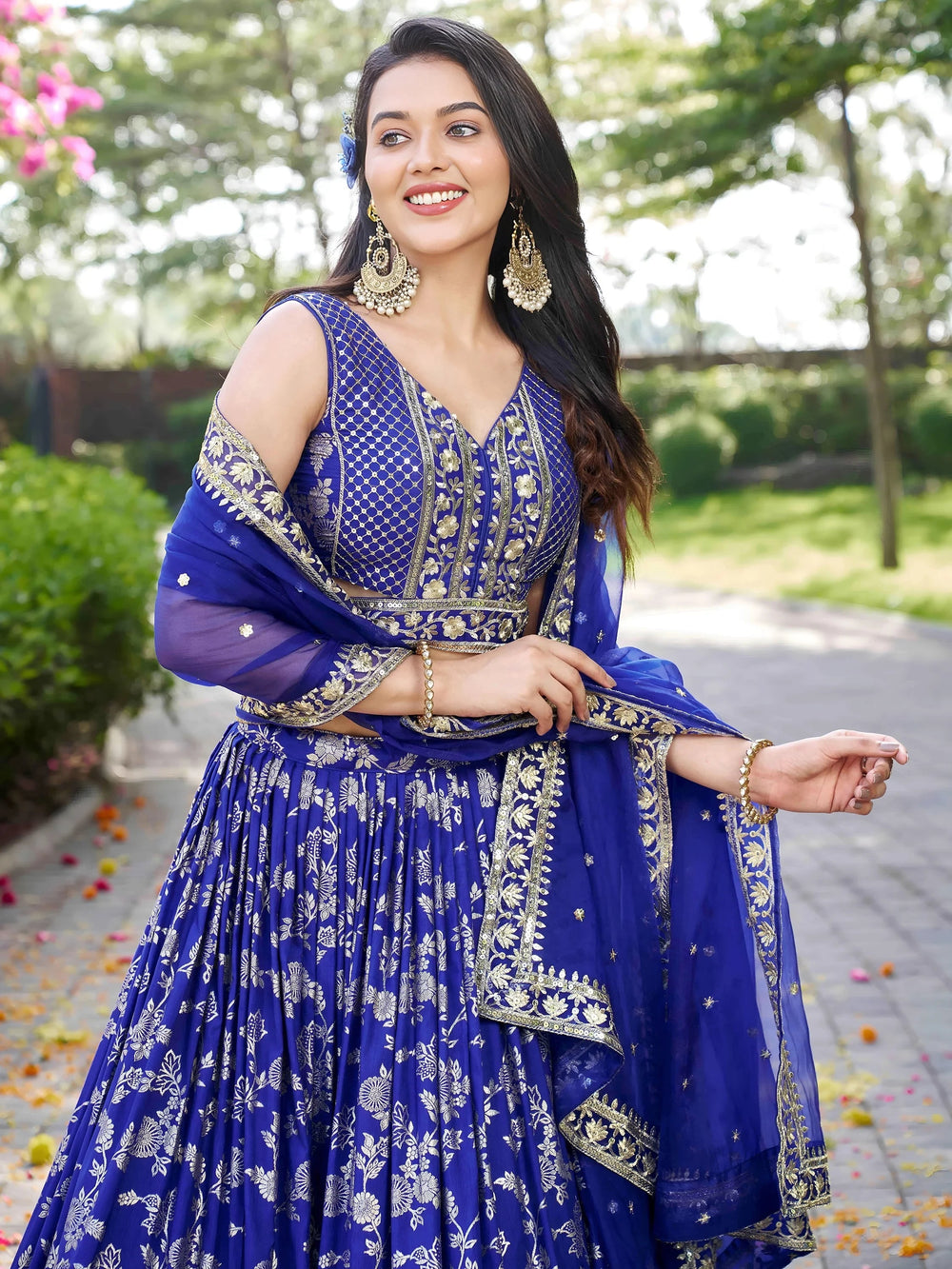 Silk lehenga choli with zari embroidery and sequins work for wedding and party occasions