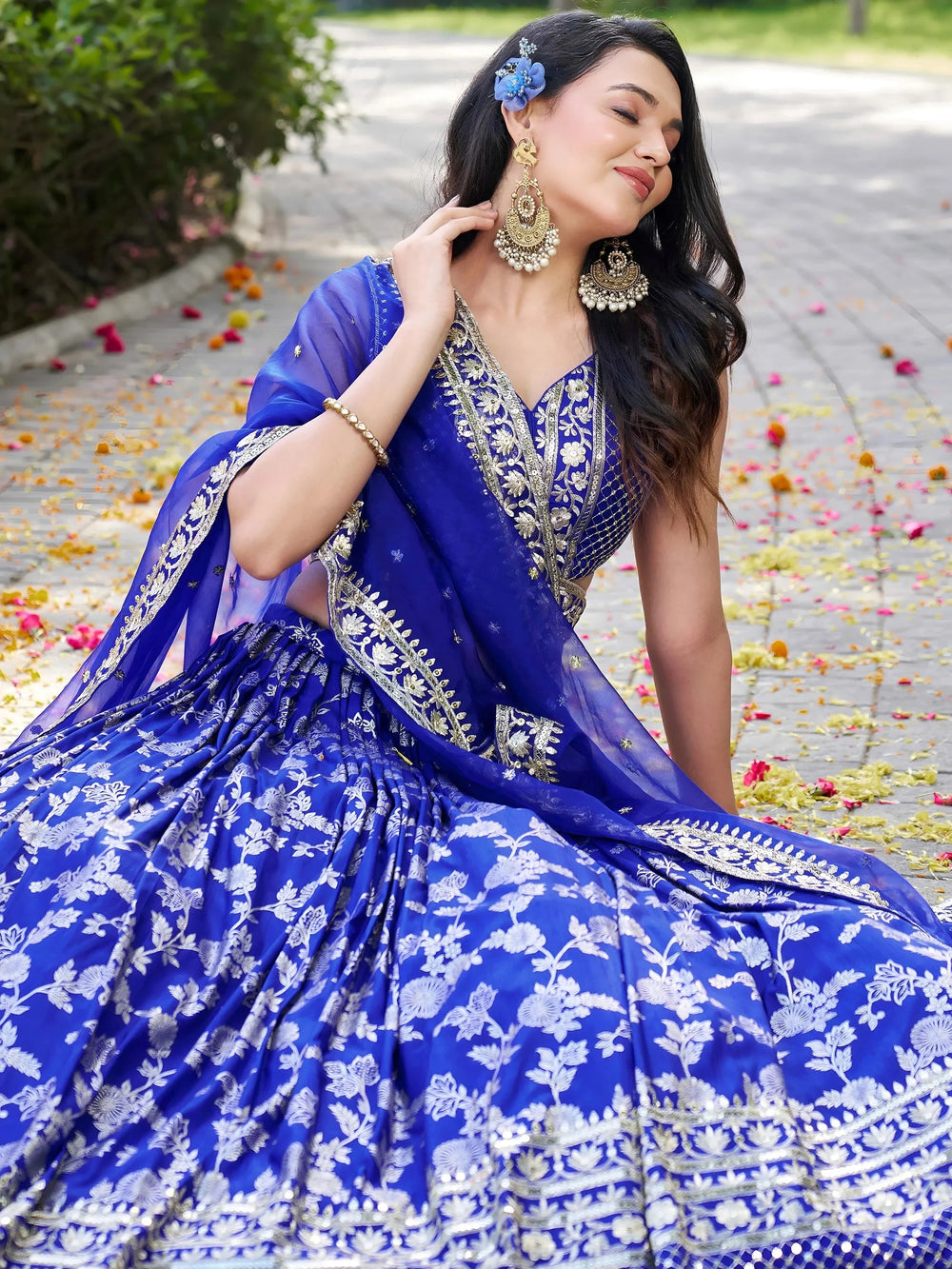 Silk lehenga choli with zari embroidery and sequins work for wedding and party occasions