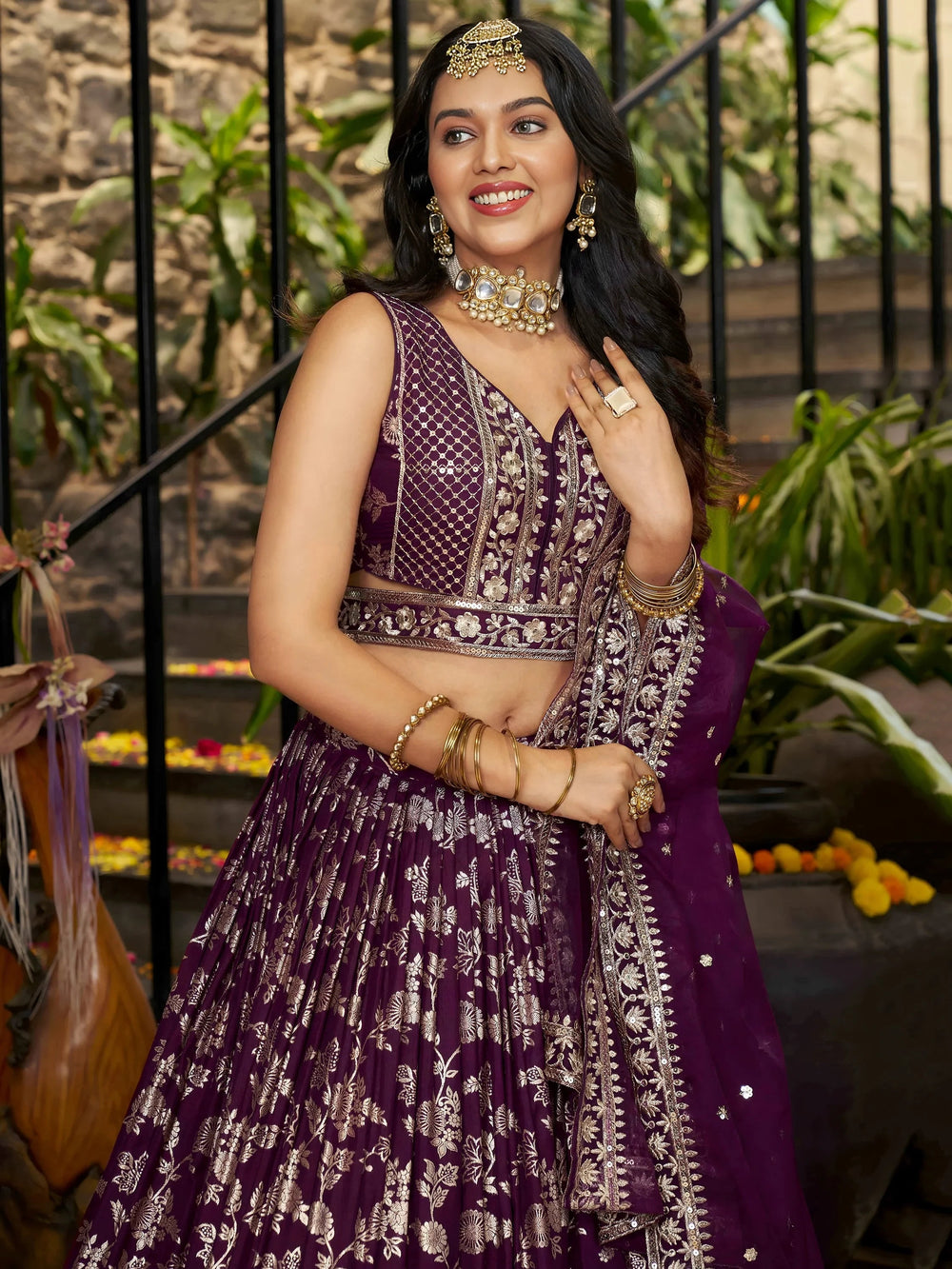 Silk lehenga choli with zari embroidery and sequins work for wedding and party occasions