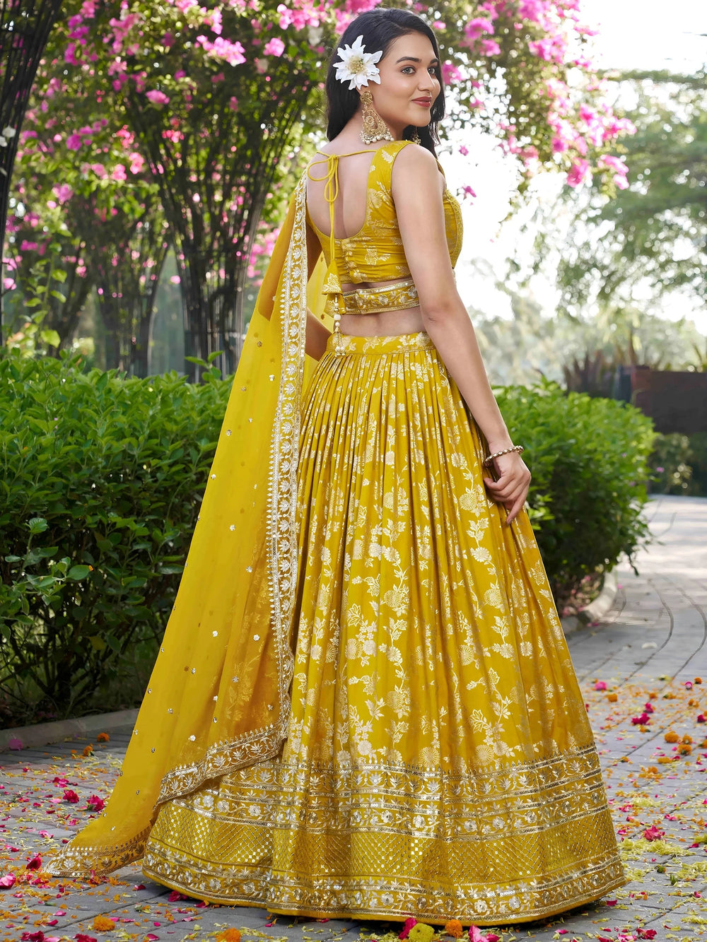Silk lehenga choli with zari embroidery and sequins work for wedding and party occasions