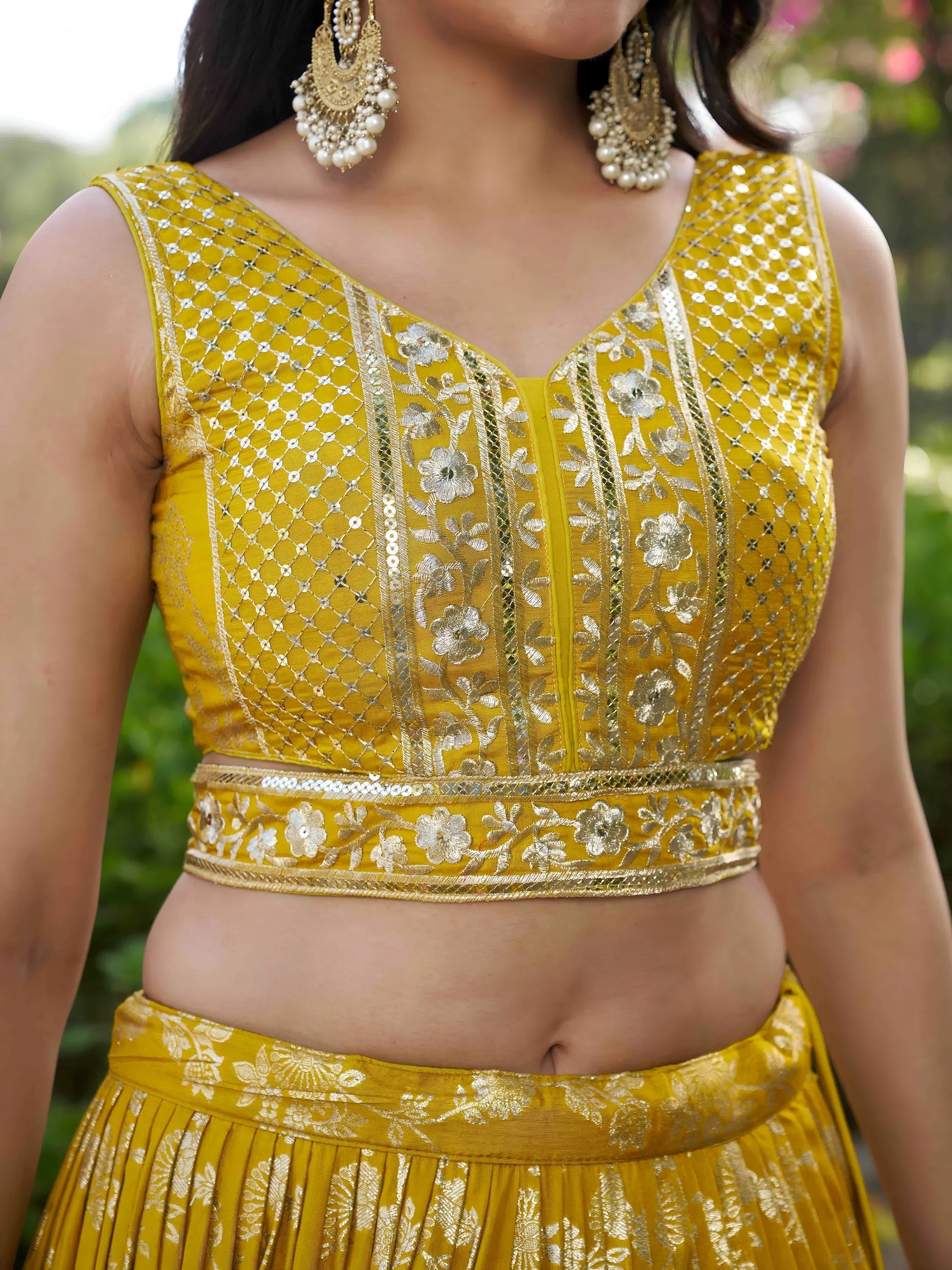 Silk lehenga choli with zari embroidery and sequins work for wedding and party occasions