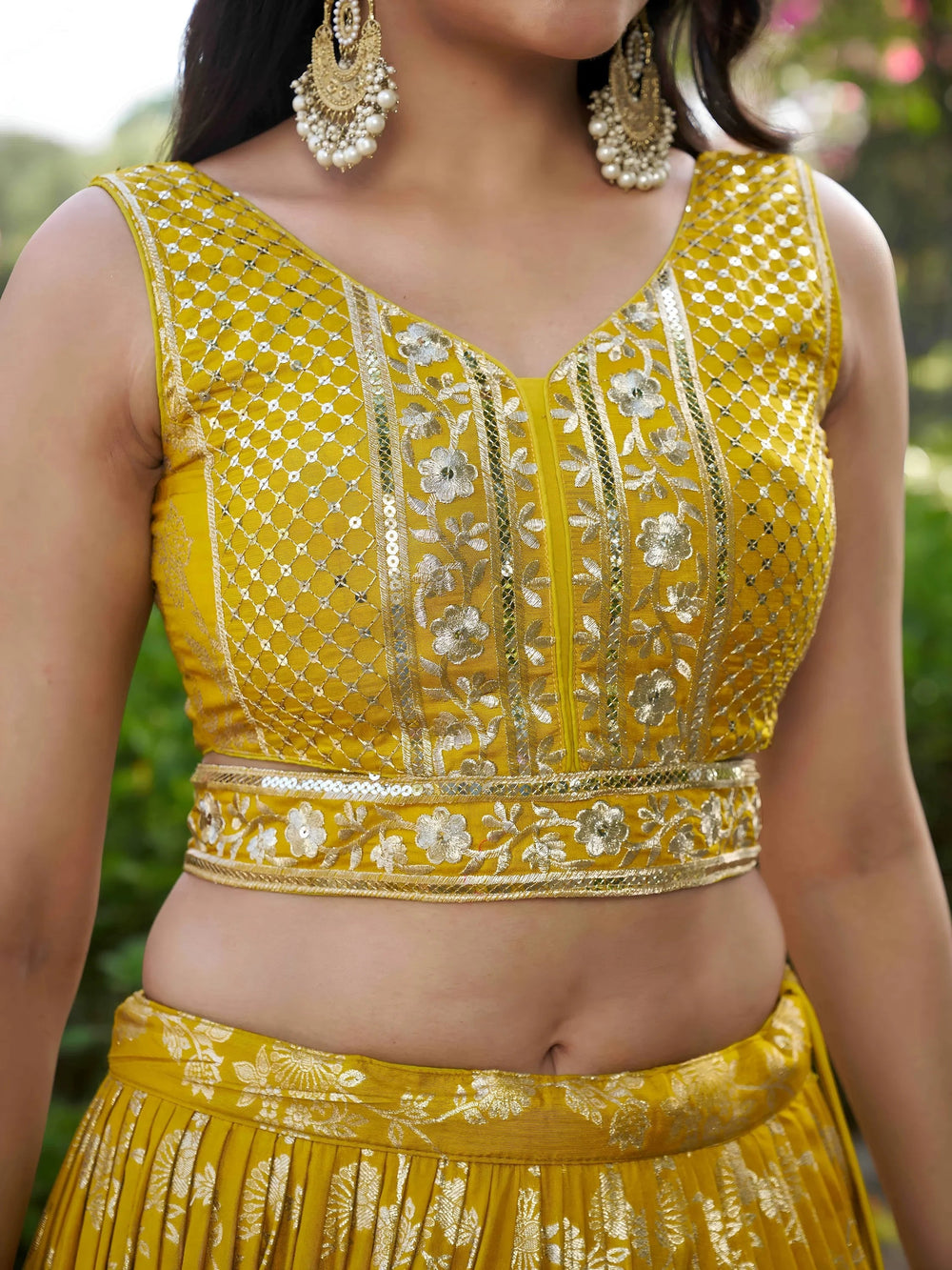 Silk lehenga choli with zari embroidery and sequins work for wedding and party occasions