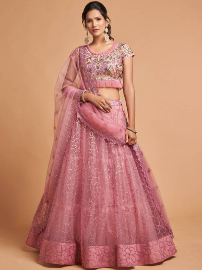 Net lehenga choli with dori thread embroidery and sequins work for wedding and engagement