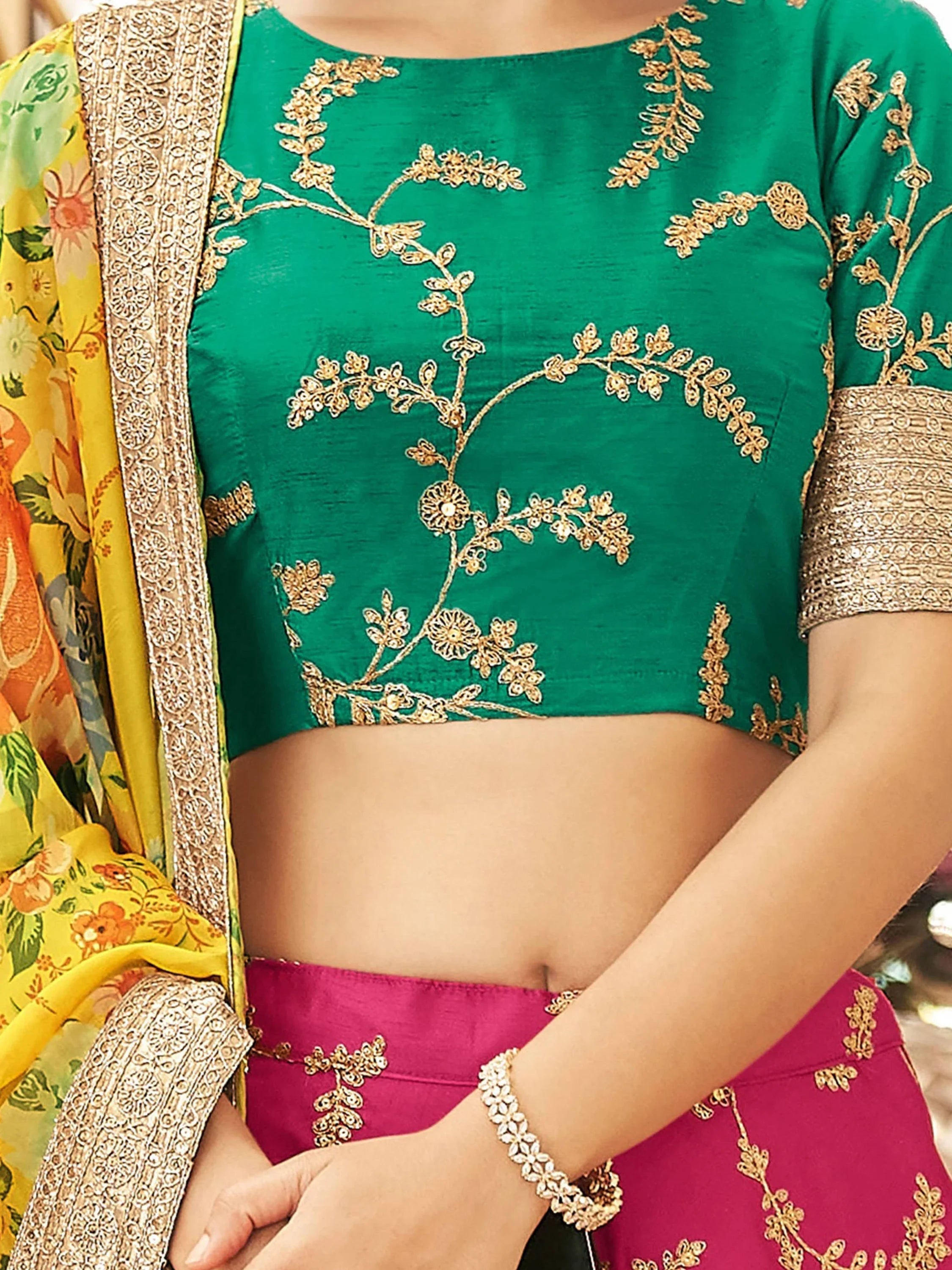 Pink Sequins Work Art Silk Wedding Wear Lehenga Choli with Dupatta