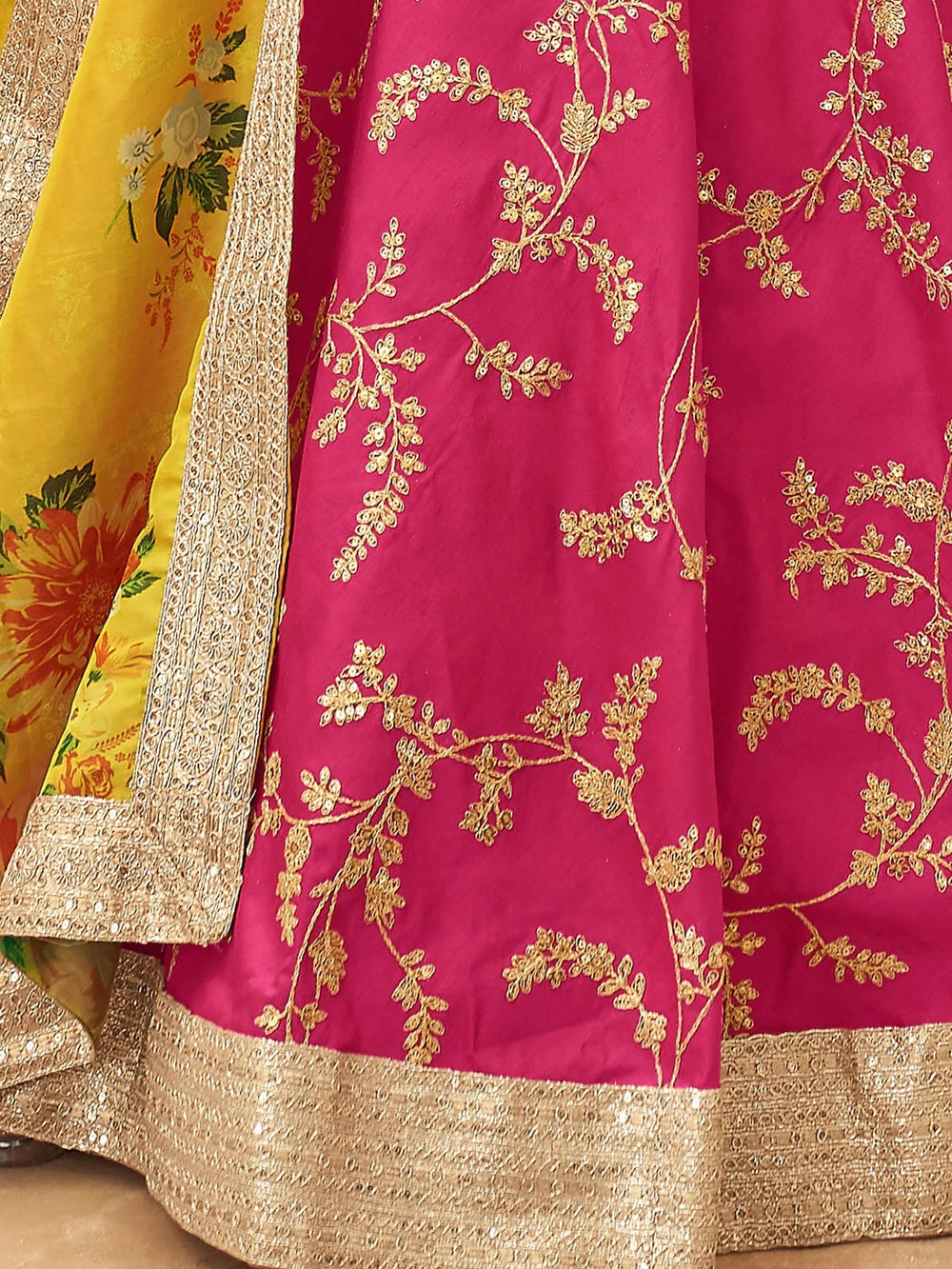Pink Sequins Work Art Silk Wedding Wear Lehenga Choli with Dupatta