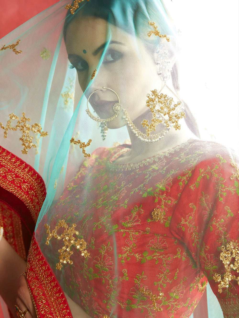 Rose Pink Floral Print Banglori Silk Bridal Lehenga Choli with Pink Choli and Turquoise Dupatta