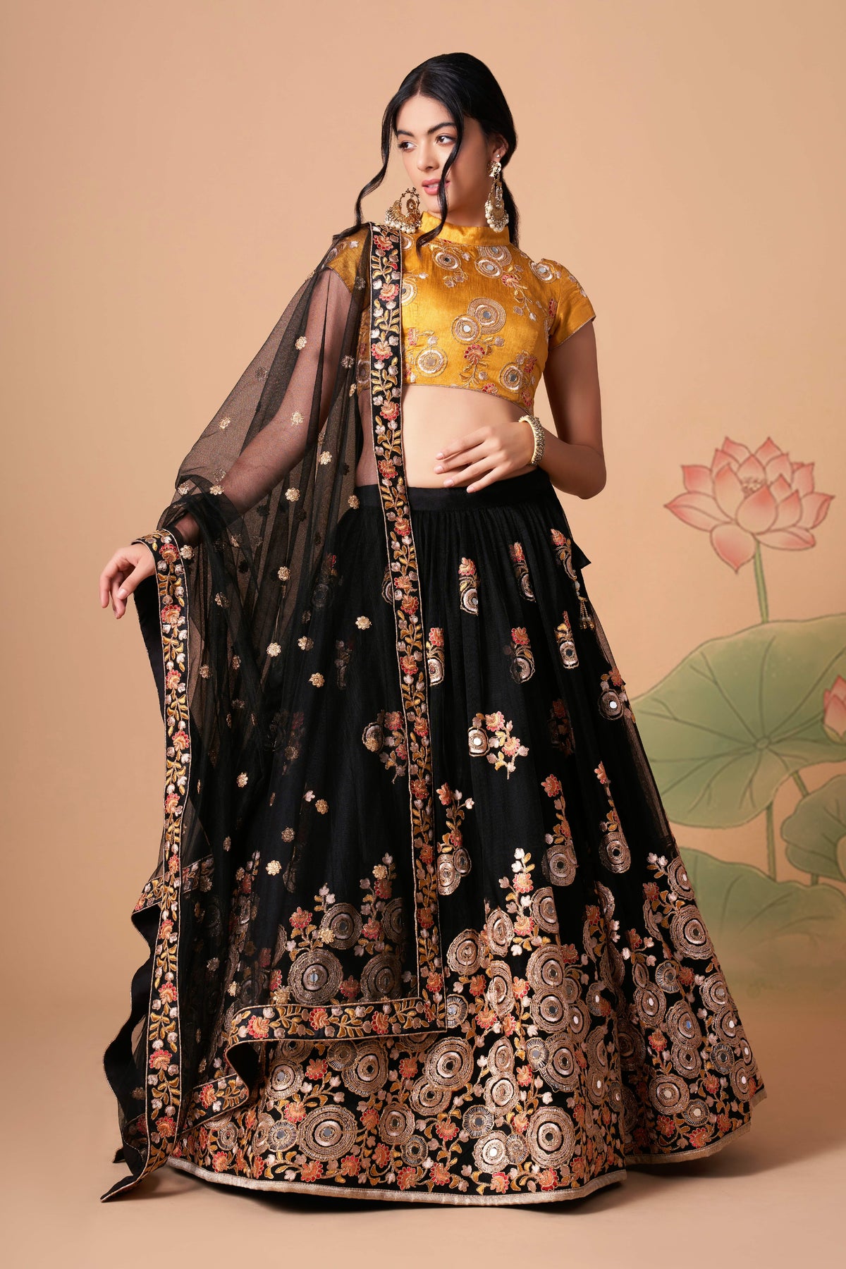 Black Dori Embroidered Net Wedding Wear Lehenga Choli for Ladies