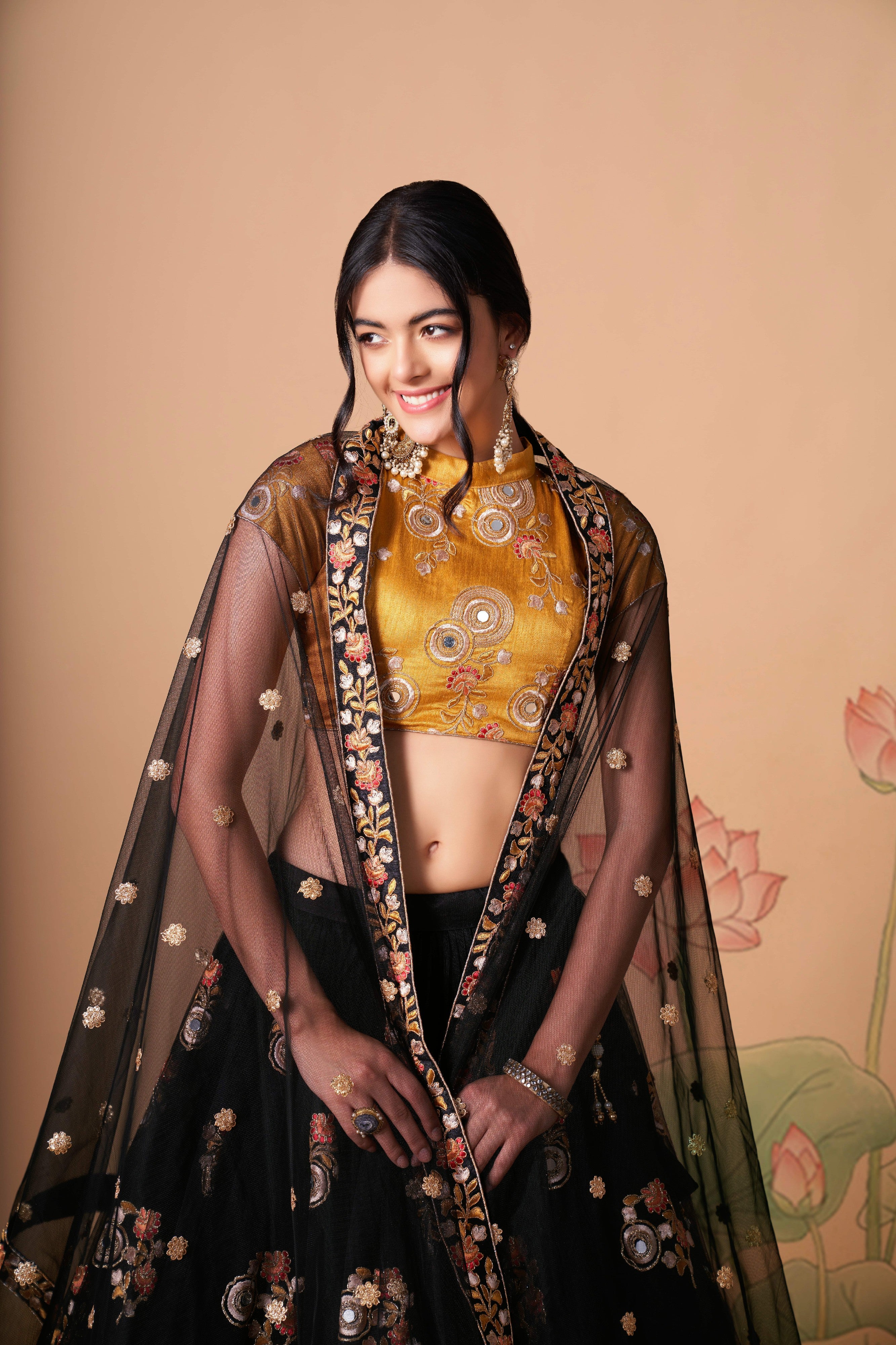 Black Dori Embroidered Net Wedding Wear Lehenga Choli for Ladies